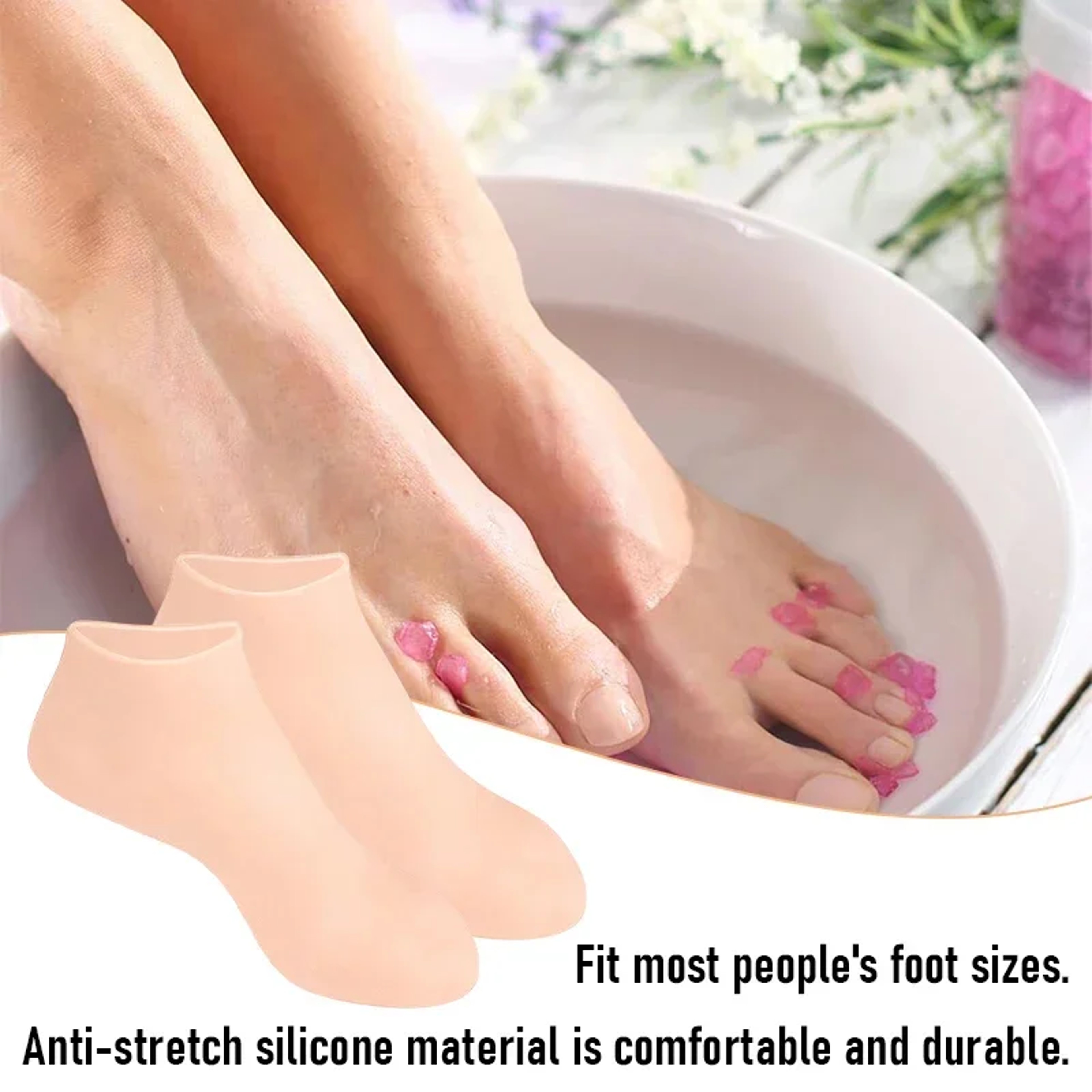 2 Pairs Moisturizing Glove Socks for Foot Care, Nourishing Skin, Anti Heel Dryness, Full Foot Moisturizing Socks – view 2