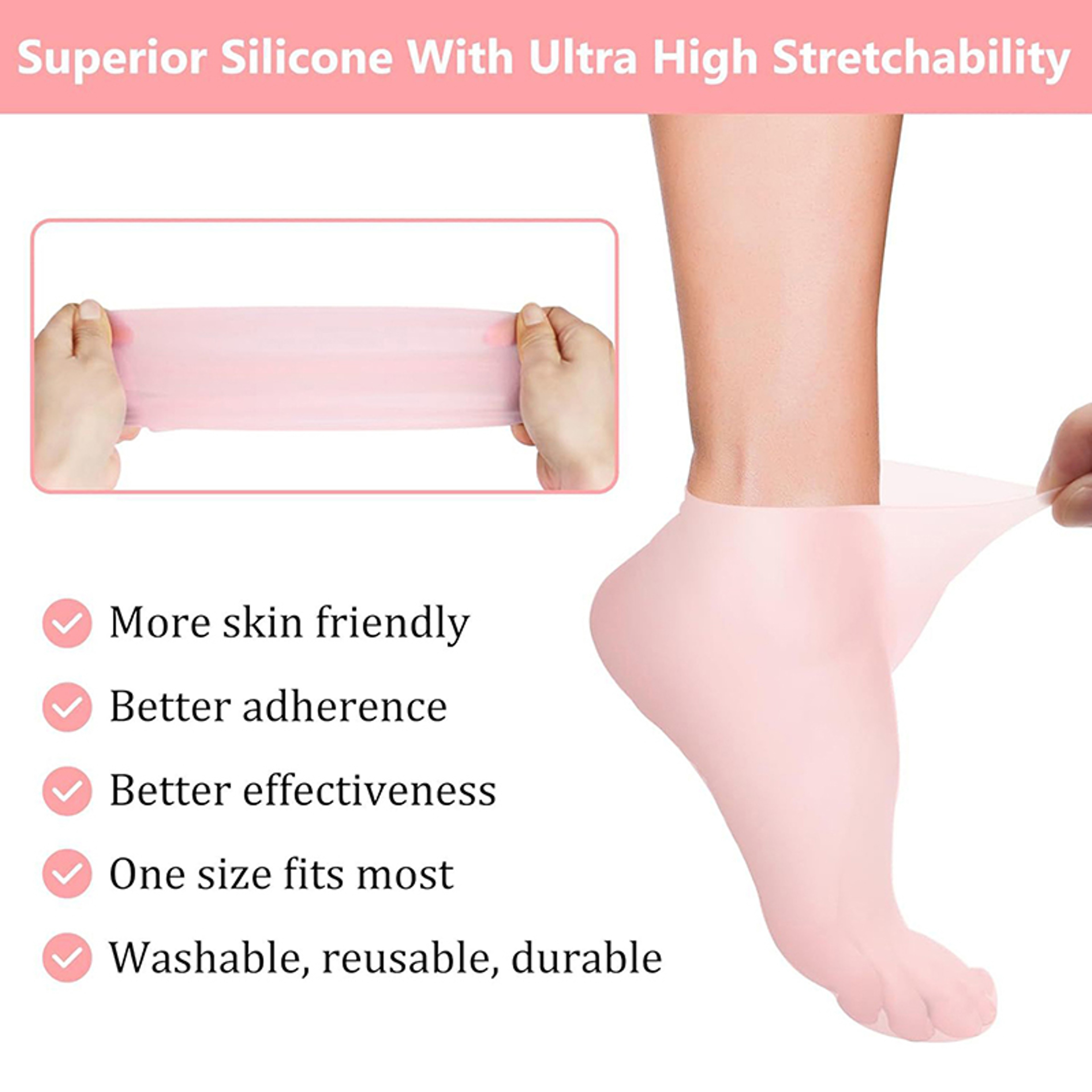 1 Pair Silicone Anti Crack Foot Mask Prevents Dryness, Foot Spa Mask Pedicure Socks Moisturizing Gloves for Feet Care – view 3