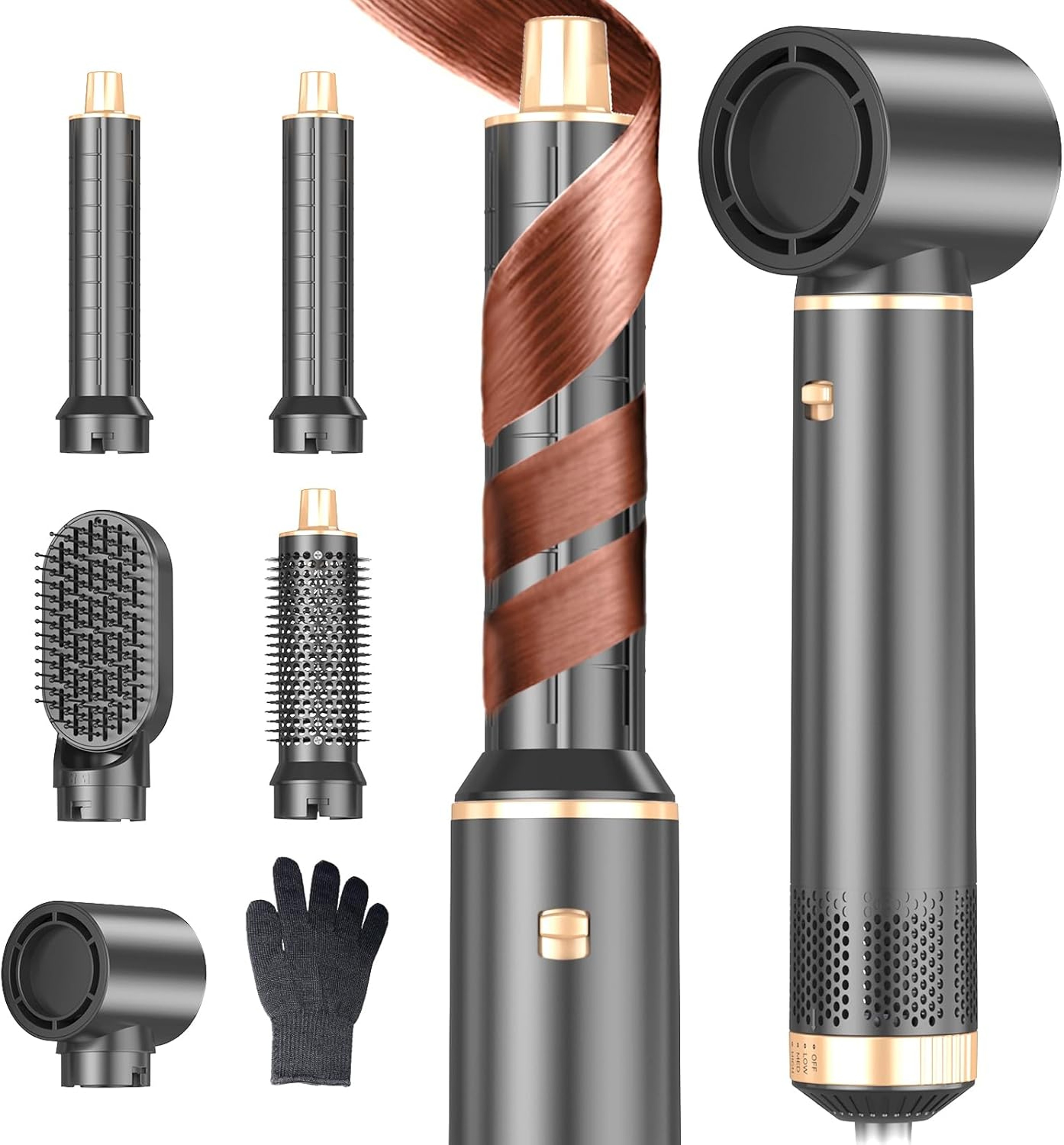 5 In 1 Hair Dryer Brush  Hot Air Curling Brush Negative Ion Air Styler For All Hair Types Perfect F 0
