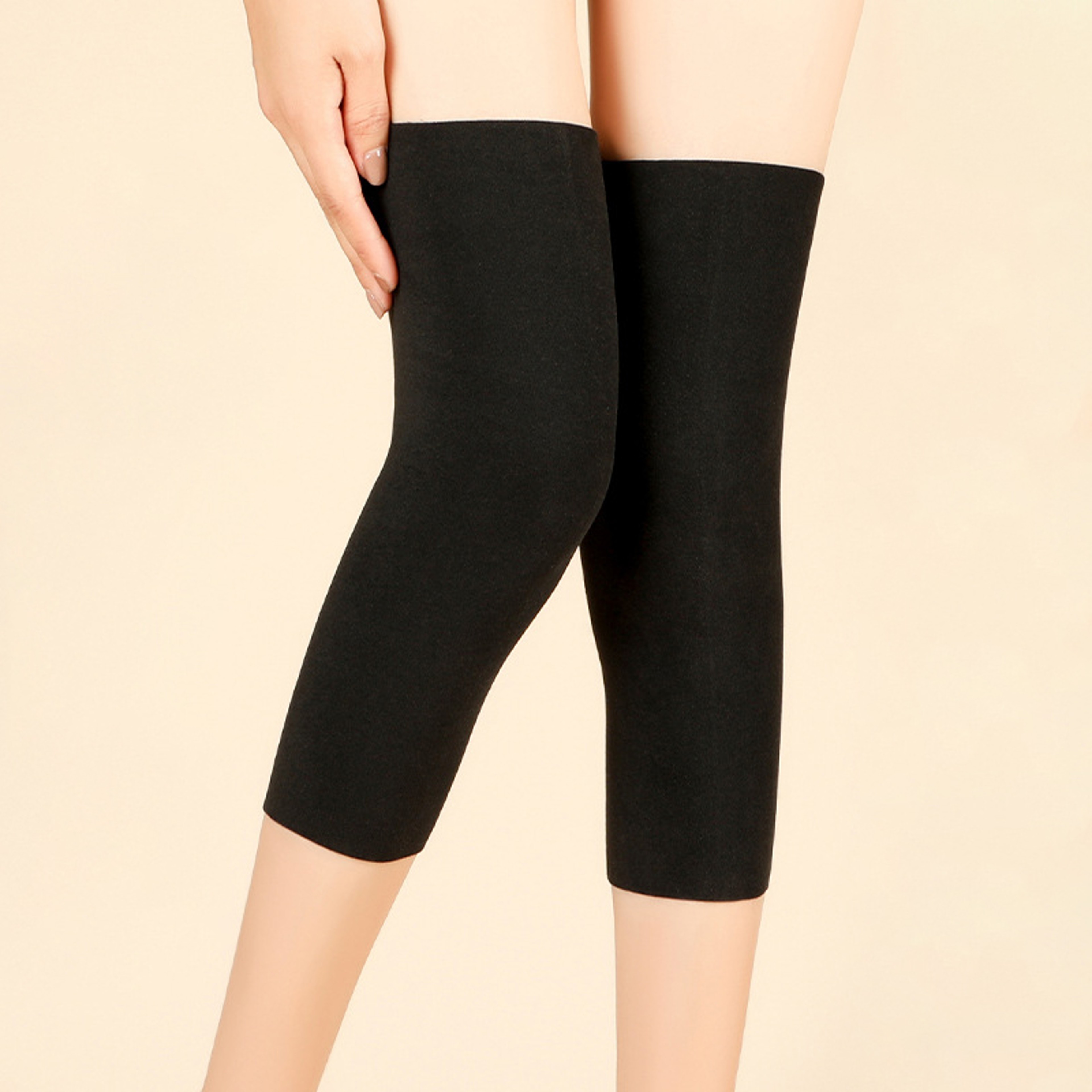 Winter Warm Knitted Leg Warmers for Women, Thick Wool Thermal Socks with Velvet Lining, Long Solid Color Stockings – view 10