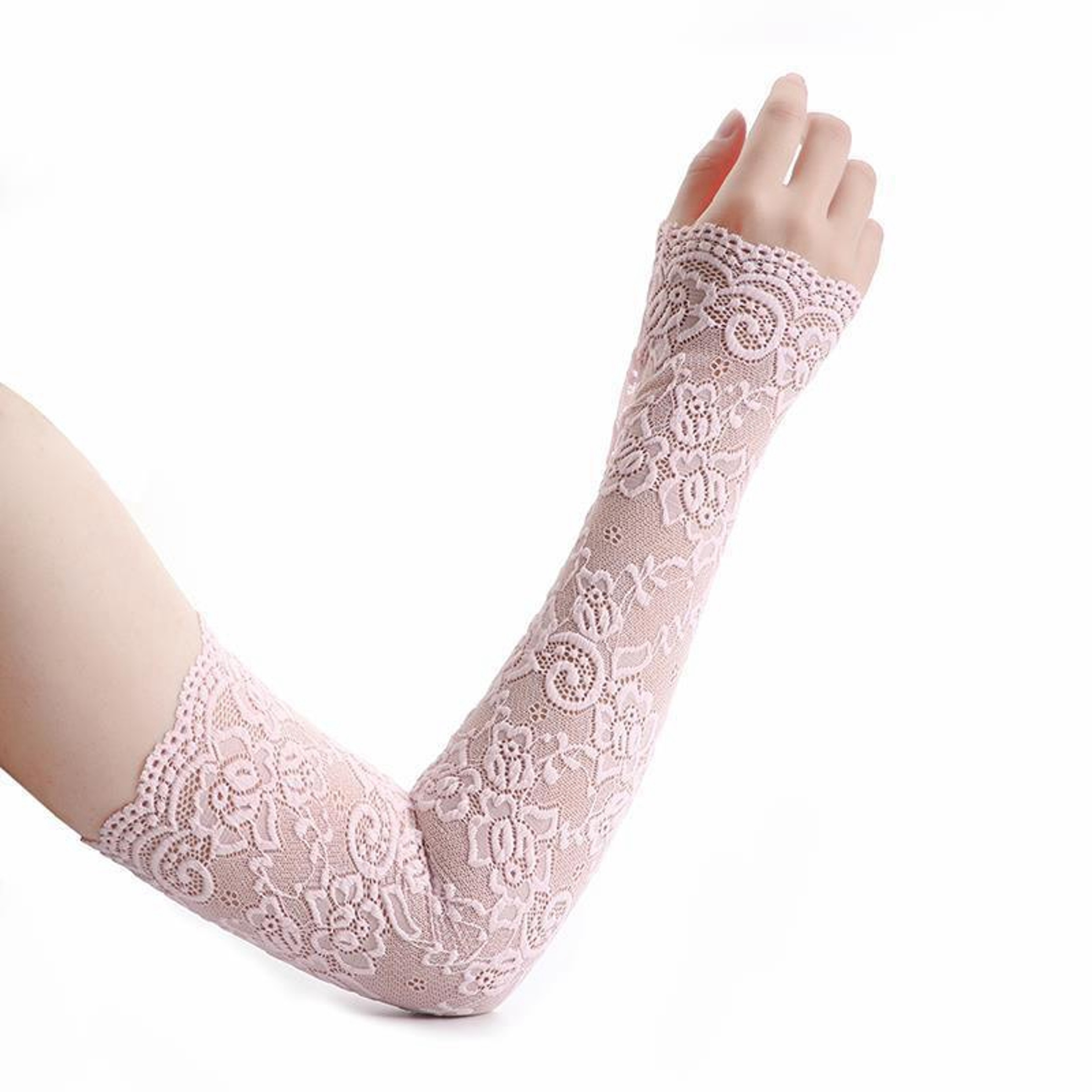 1Pair Sexy Lace Flowers Sunscreen Arm Sleeve for Women, Summer Driving UV Protection Gloves, Elegant Long Fingerless – view 10