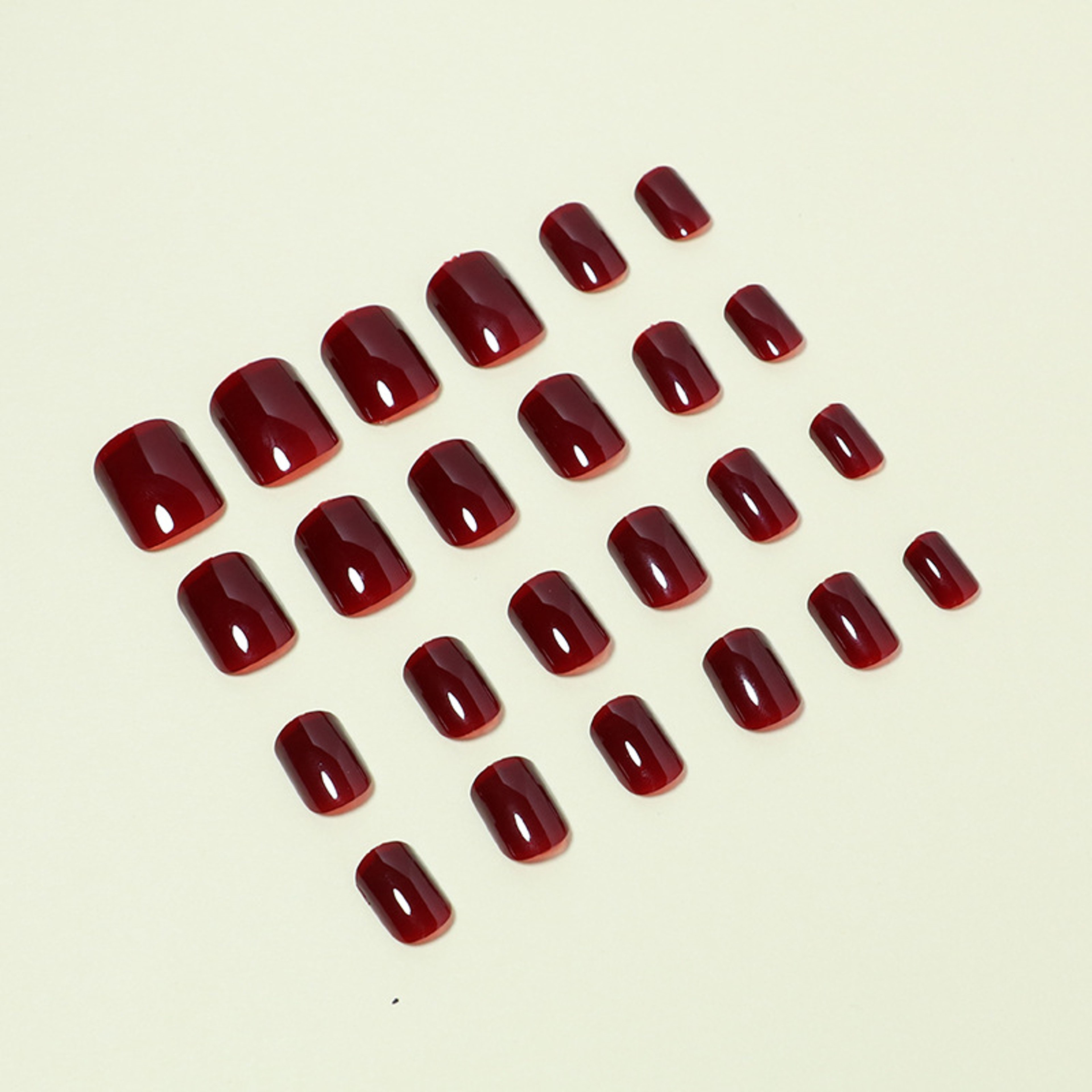 Wine Red Press On Nails 24pcs Short Square Full Cover Reusable False Nails – view 3