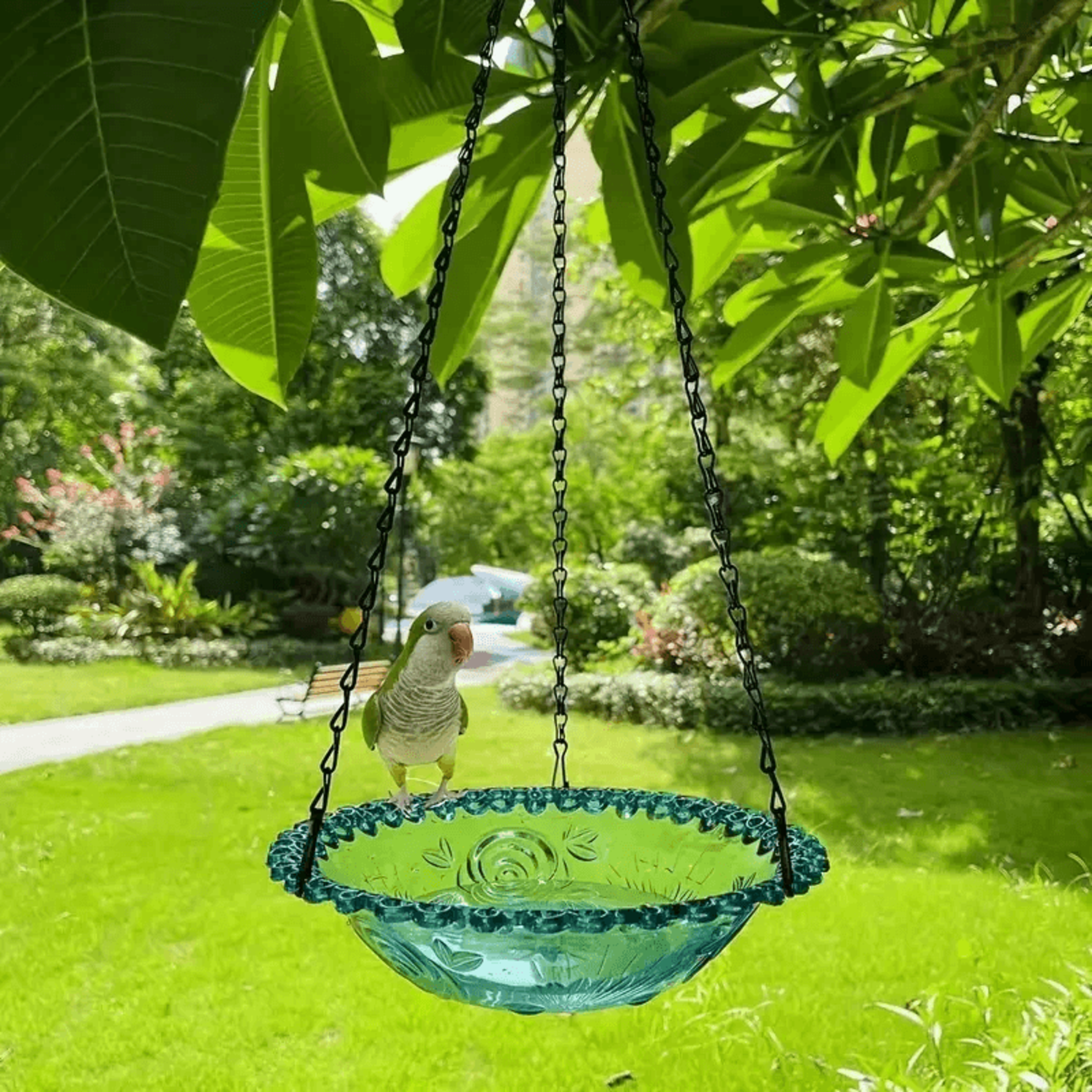 2in1 Hanging Bird Bath And Feeder Colorful Flower Shape For Attracting Hummingbirds To Your Garden