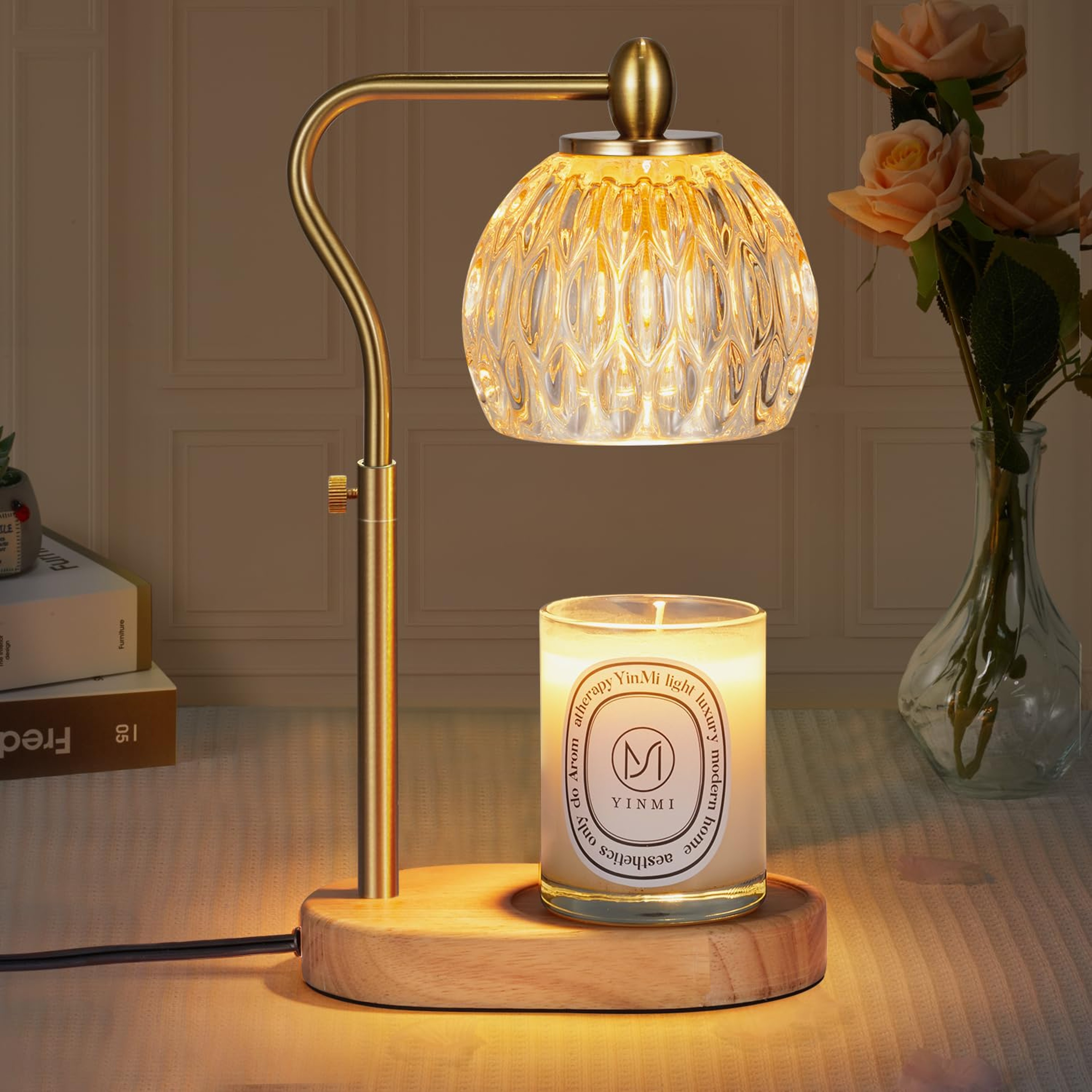 Retro Candle Warmer Table Lamp, Aromatherapy Lamp with Dimmer, Timer, Adjustable Height for Scented Candle Decor – view 1