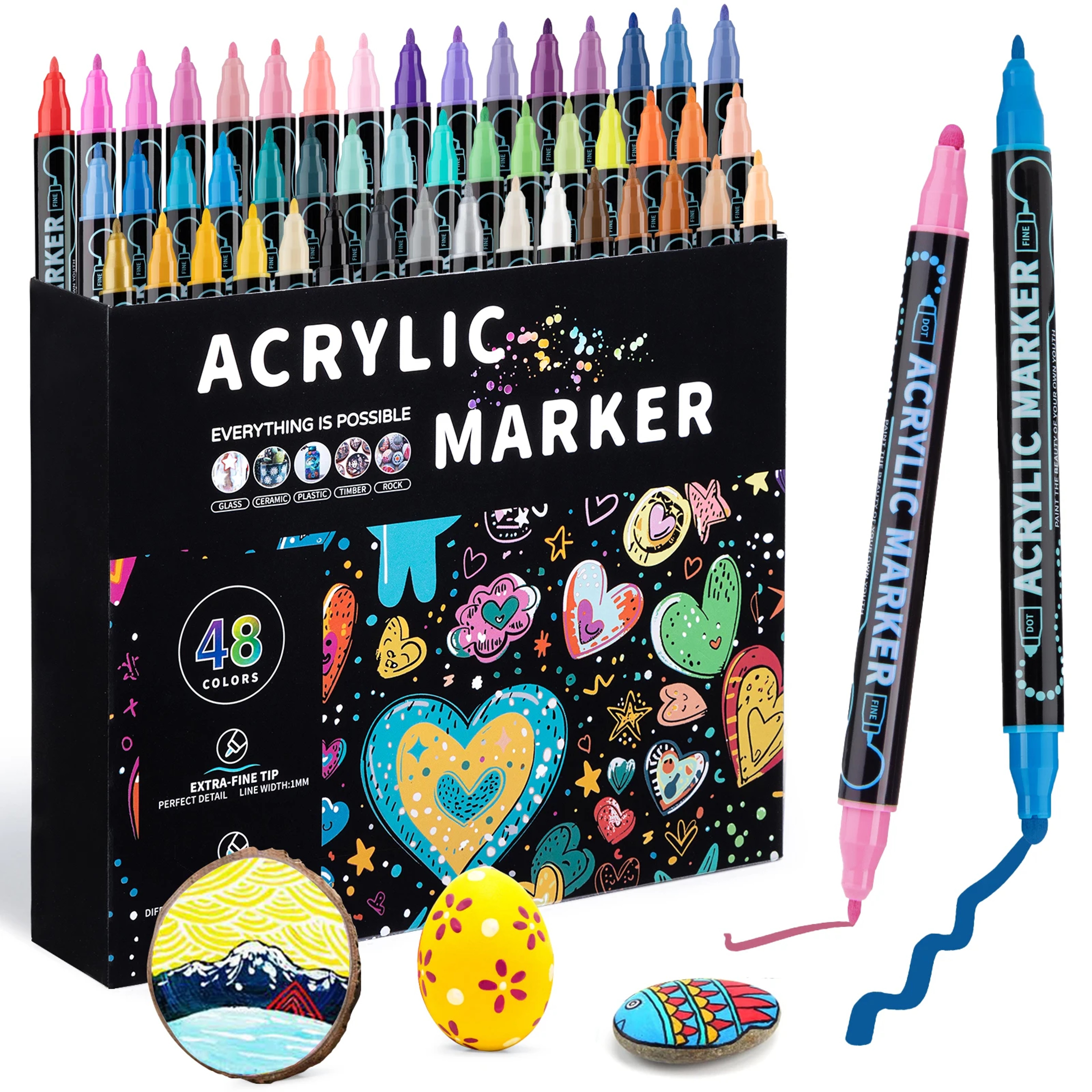 Acrylic Dual Tip Marker Colors Waterproof Art Painting Supplies School  Graffiti Drawing Markers 0