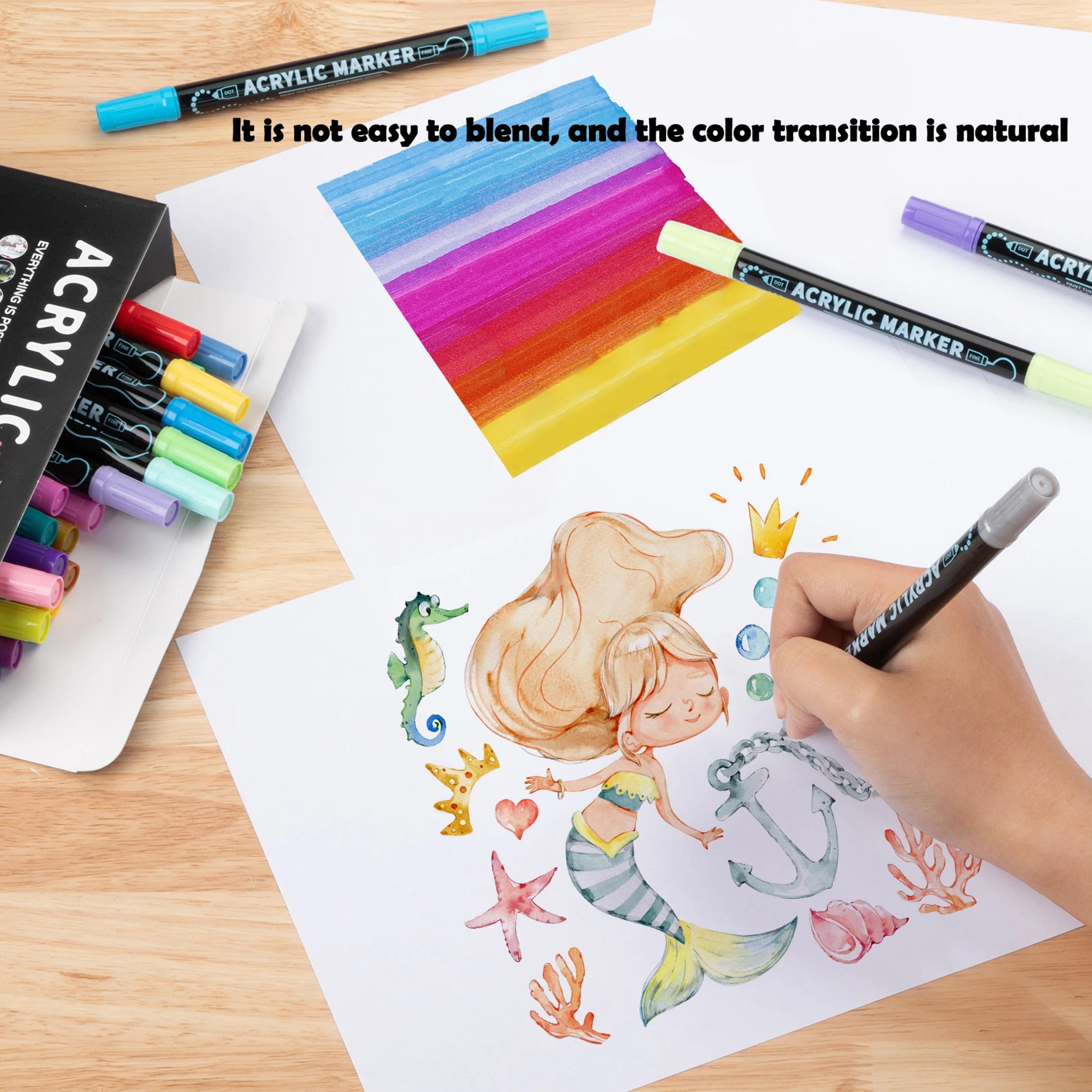 Acrylic Dual Tip Marker Colors Waterproof Art Painting Supplies School  Graffiti Drawing Markers 5