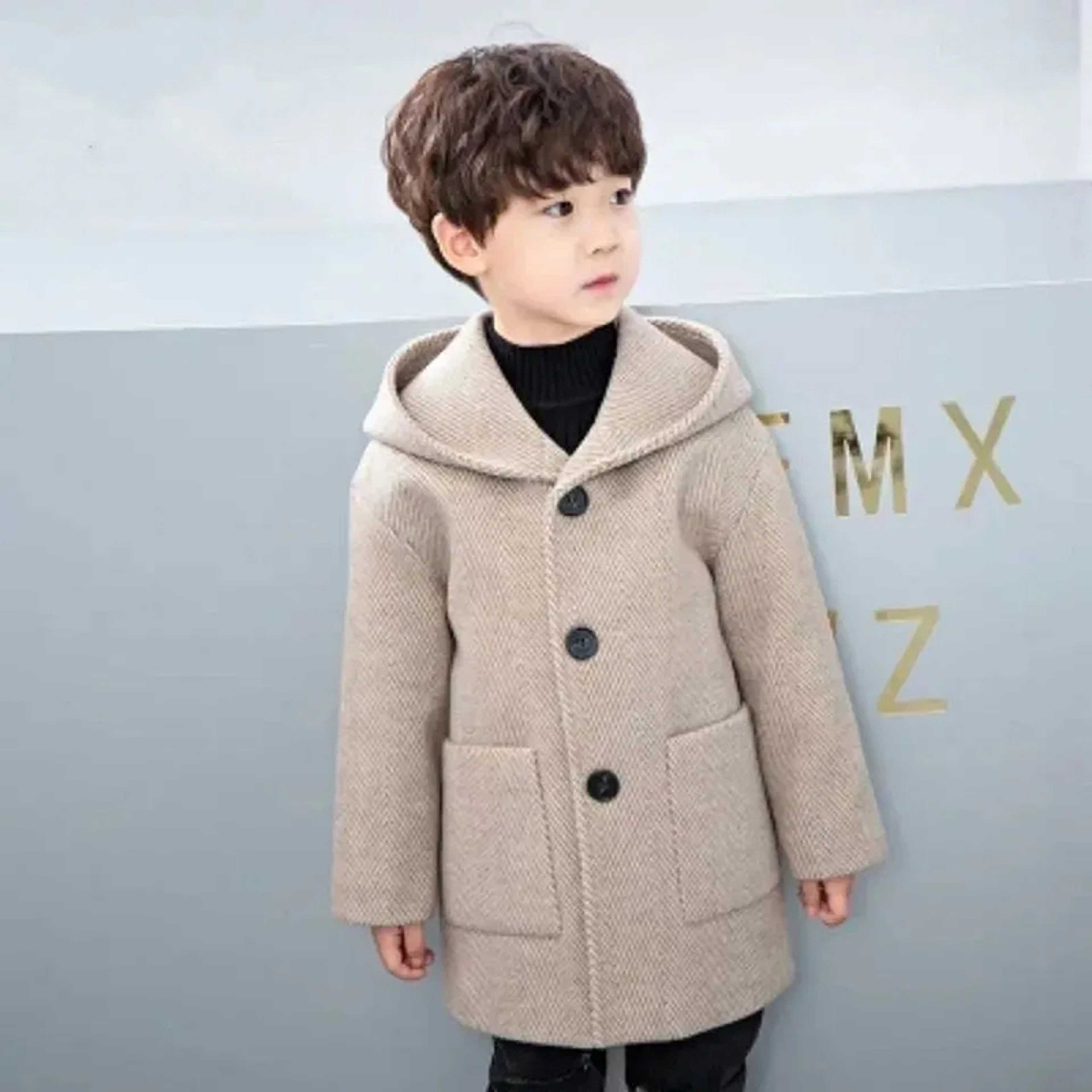 Winter Woolen Jacket For Boy, Fashion, Handsome Mid-Length Coat, Keep Warm Casual Children's Clothes – view 3