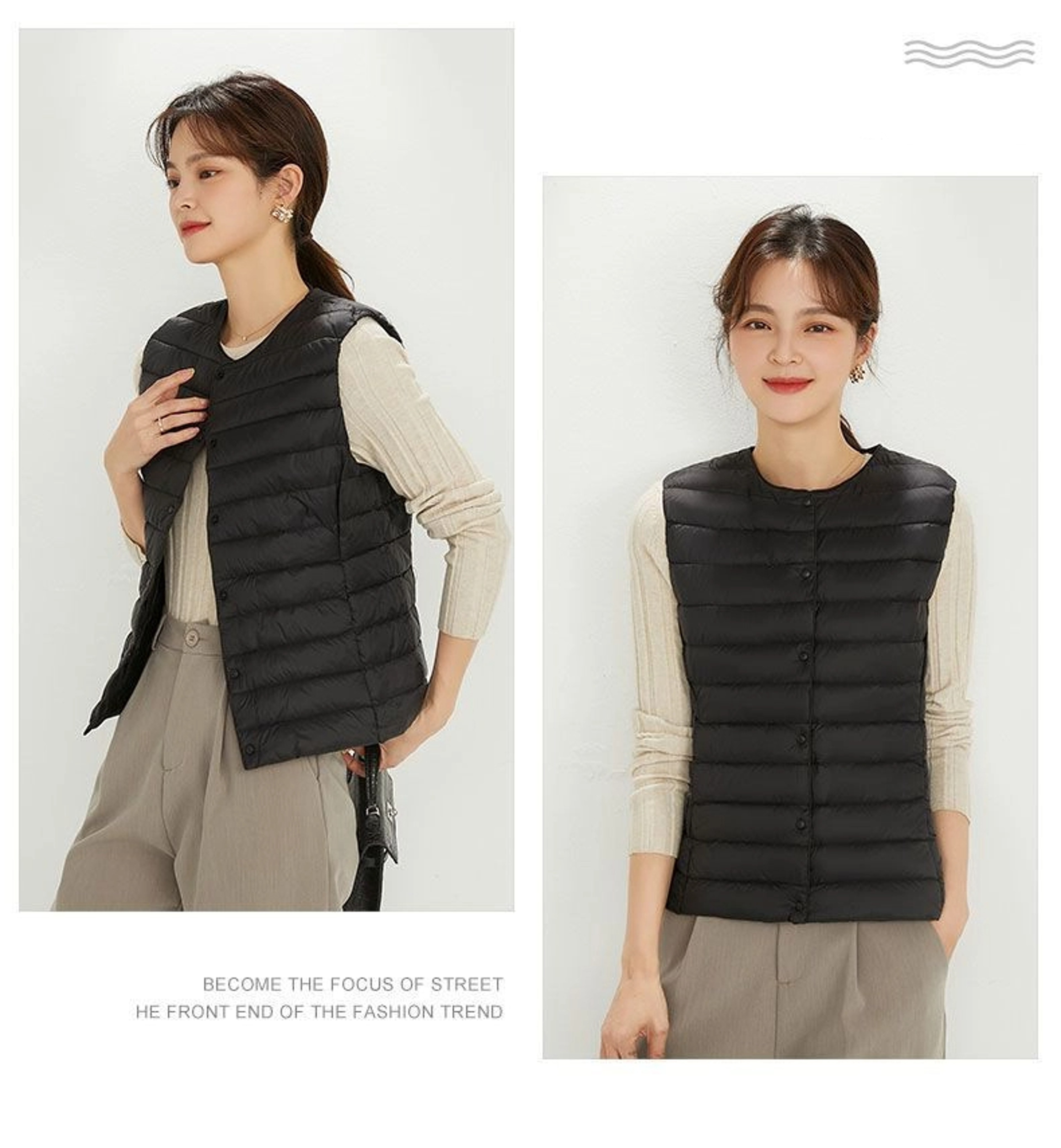 Women's Lightweight Down Vest, Collarless Puffer Gilet, Sleeveless Thermal Insulation for Cold Weather – view 10