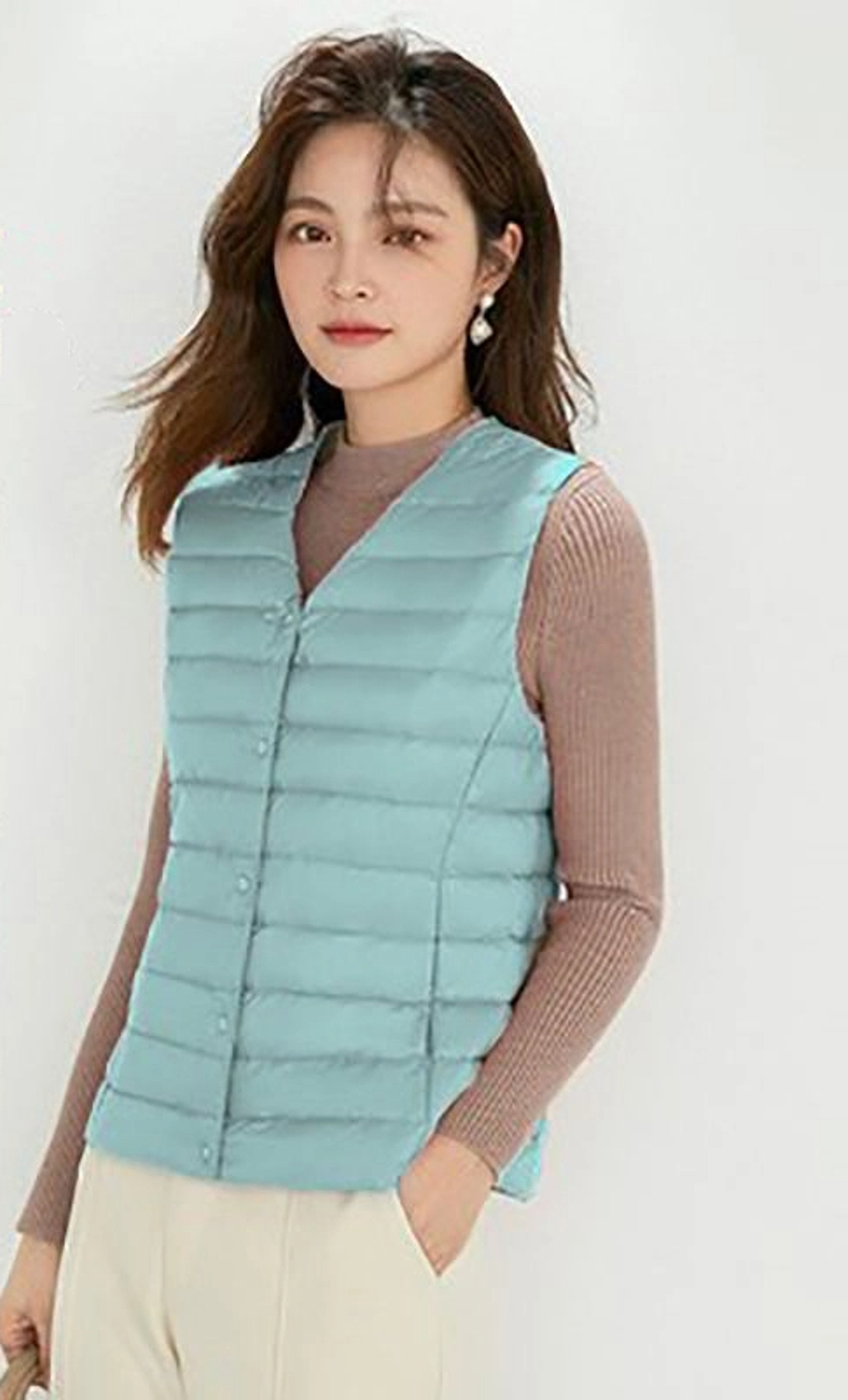 Women's Lightweight Down Vest, Collarless Puffer Gilet, Sleeveless Thermal Insulation for Cold Weather – view 8