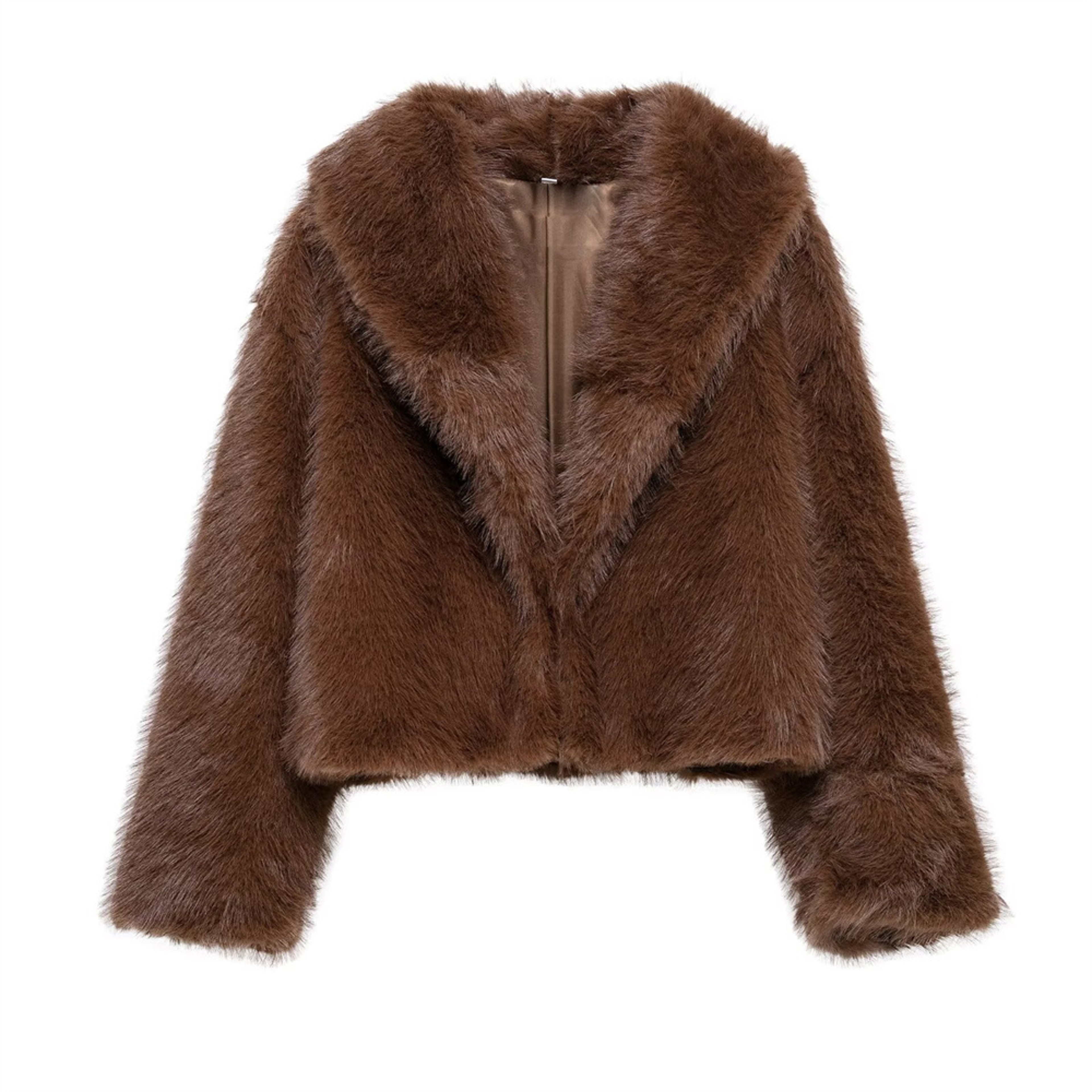 New Item, Women's Loose Fur Short Coat, Warm Lapel Long Sleeved Coat for Autumn and Winter – view 7