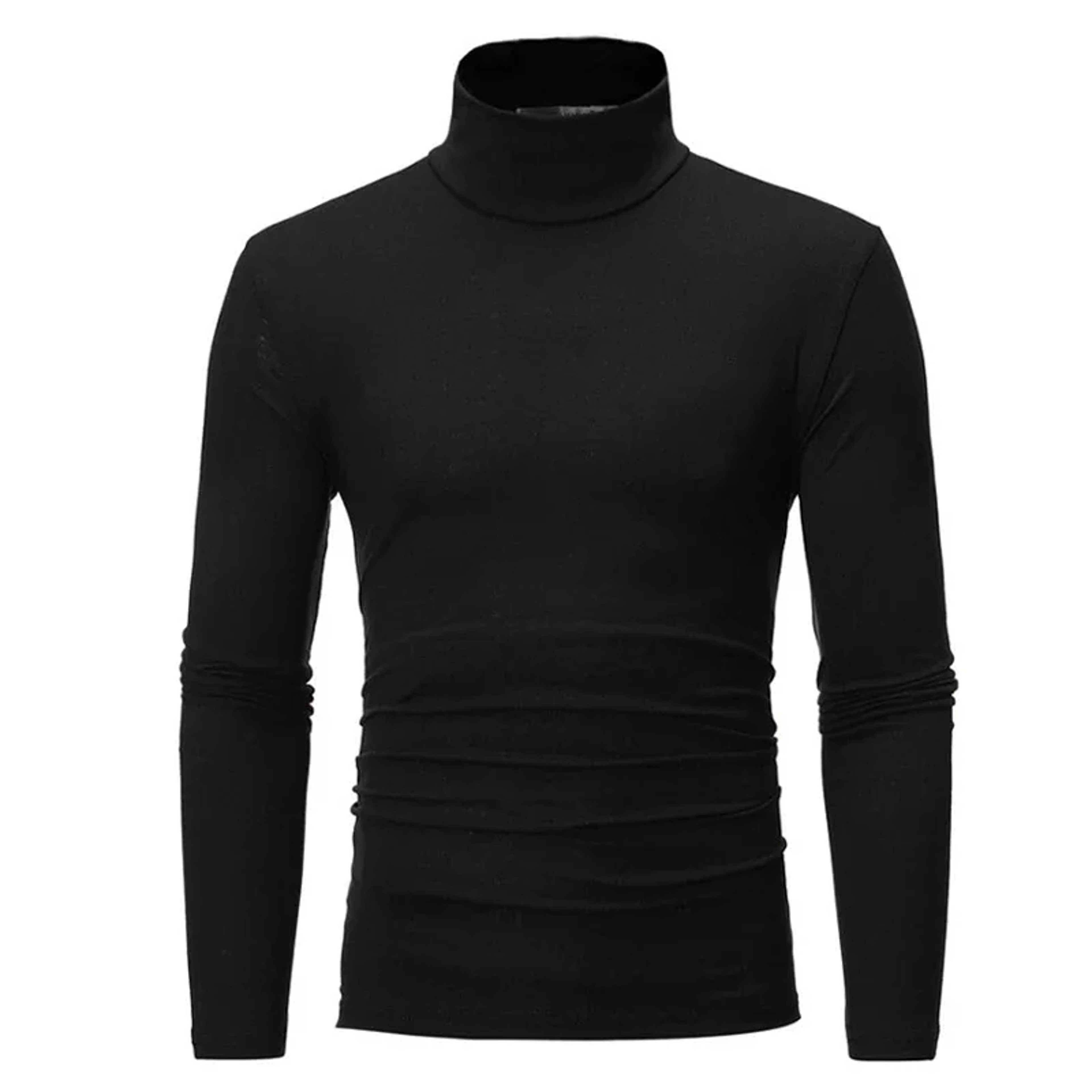 Men's Turtleneck Sweater, Thin Knitted Pullover for Spring and Autumn, Cotton Clothing in Black and White Tops – view 3