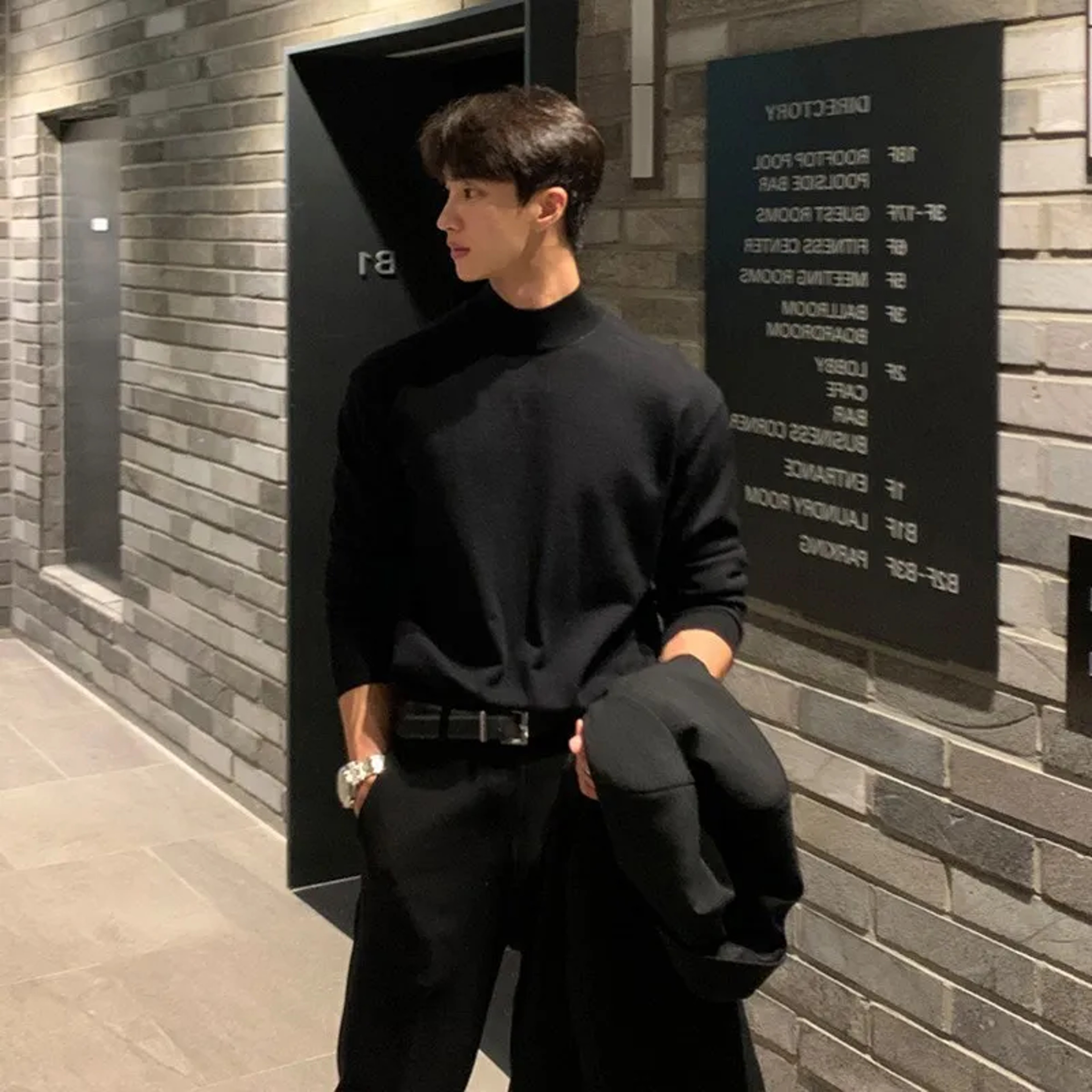 Men's Sweater, Half Polo Turtle Neck, Loose Fit Knit Top, Autumn Winter Base Layer – view 2