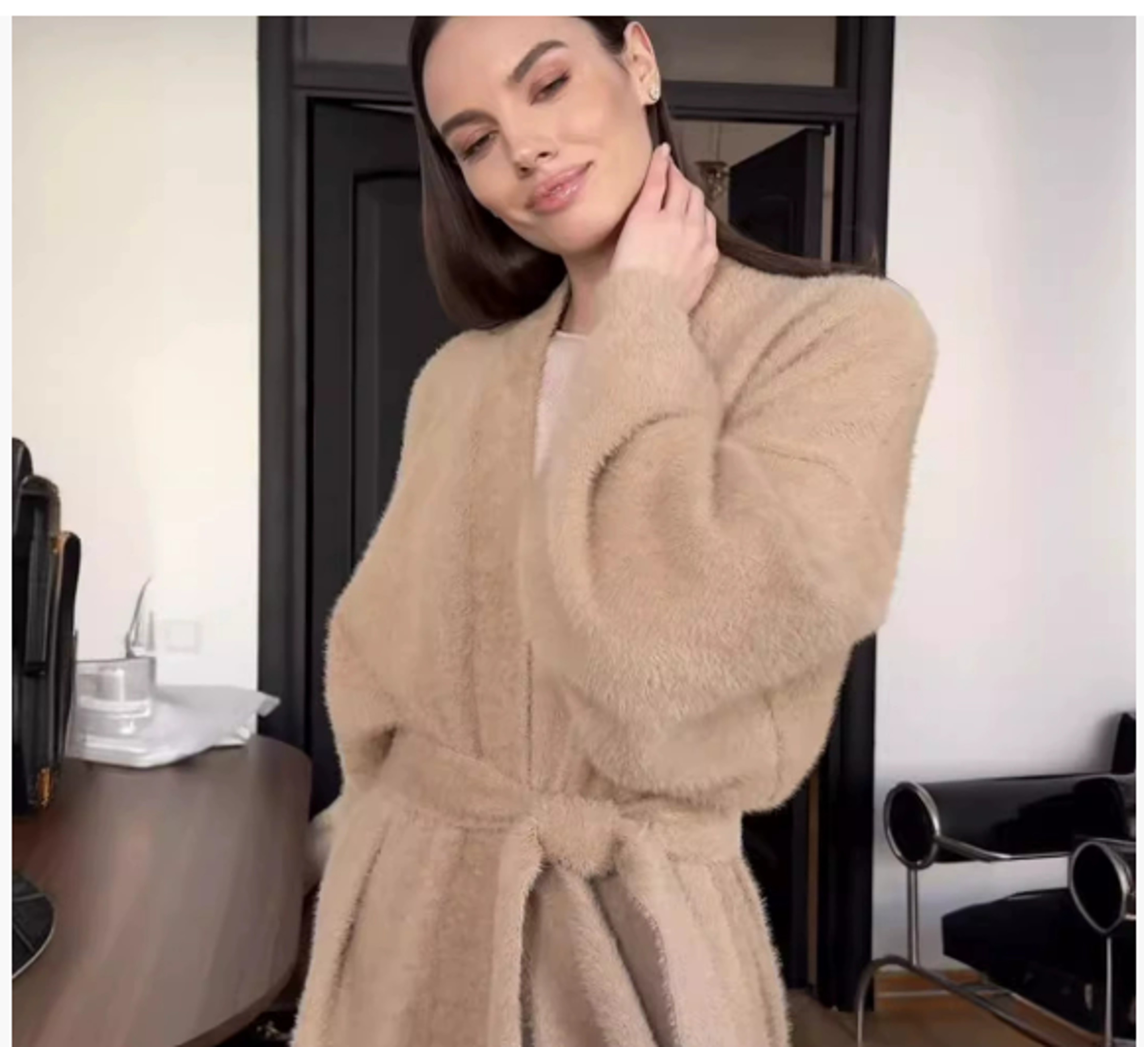 Vintage Cardigan for Women, Fluffy Warm Long Sleeve, Oversize Knitted Sweater, Solid White Autumn Winter Fashion – view 6