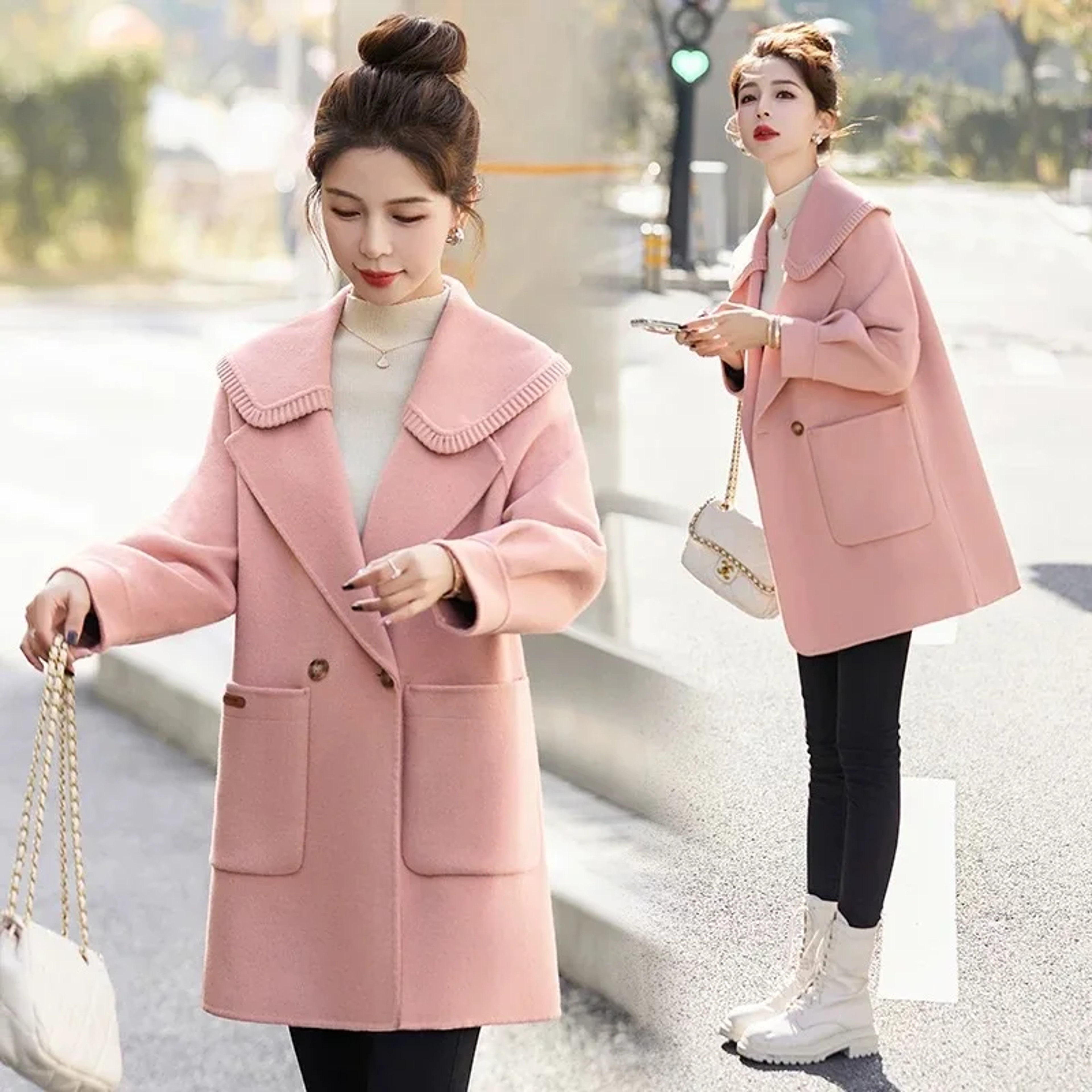 Stylish Autumn Winter Woolen Coat, Versatile Plus Size Outerwear, Trendy and Small Size Friendly, Full Sleeve Fashion – view 2