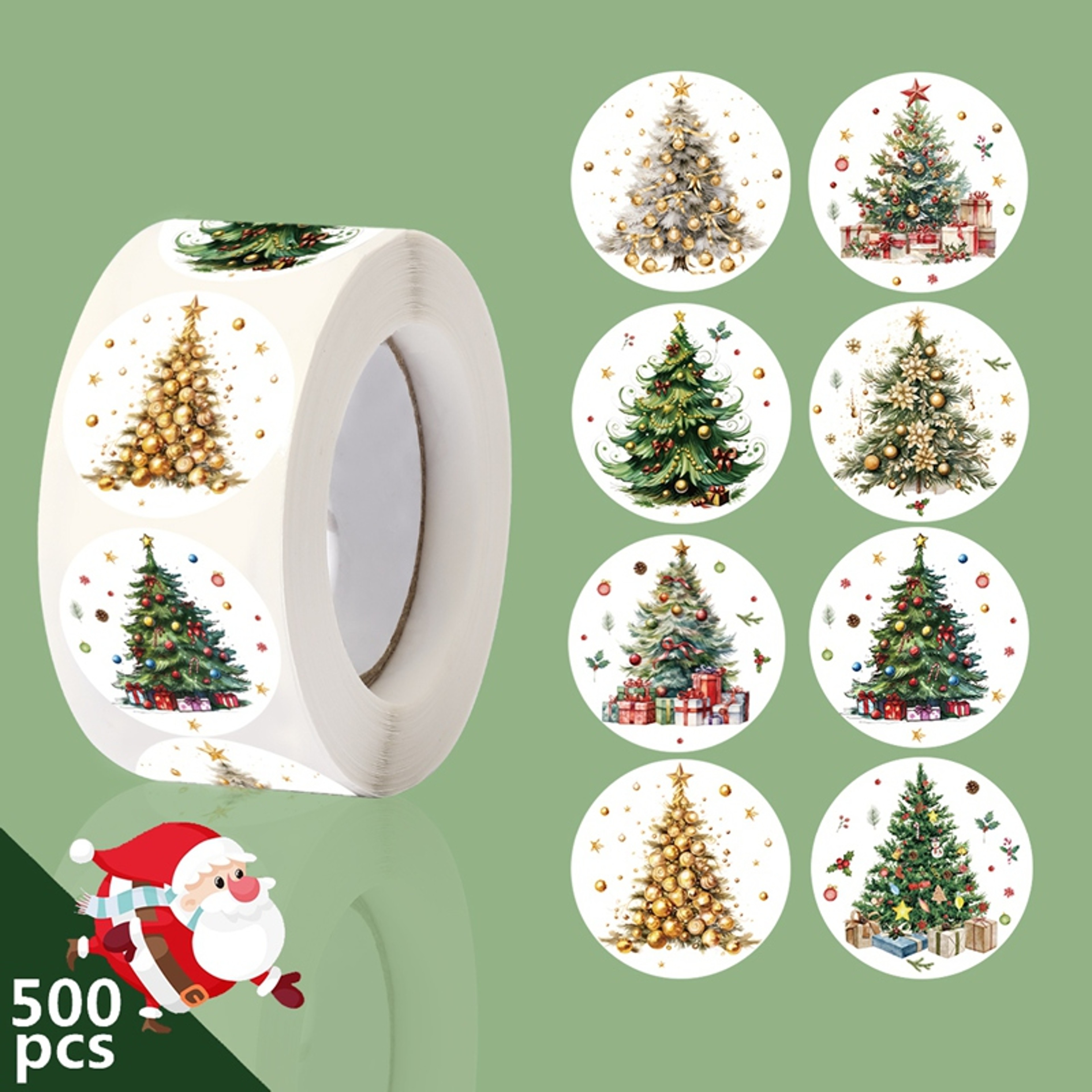 Merry Christmas Stickers Round Tree Tags, Gift Labels for Kids, Baking Package Stickers – view 2
