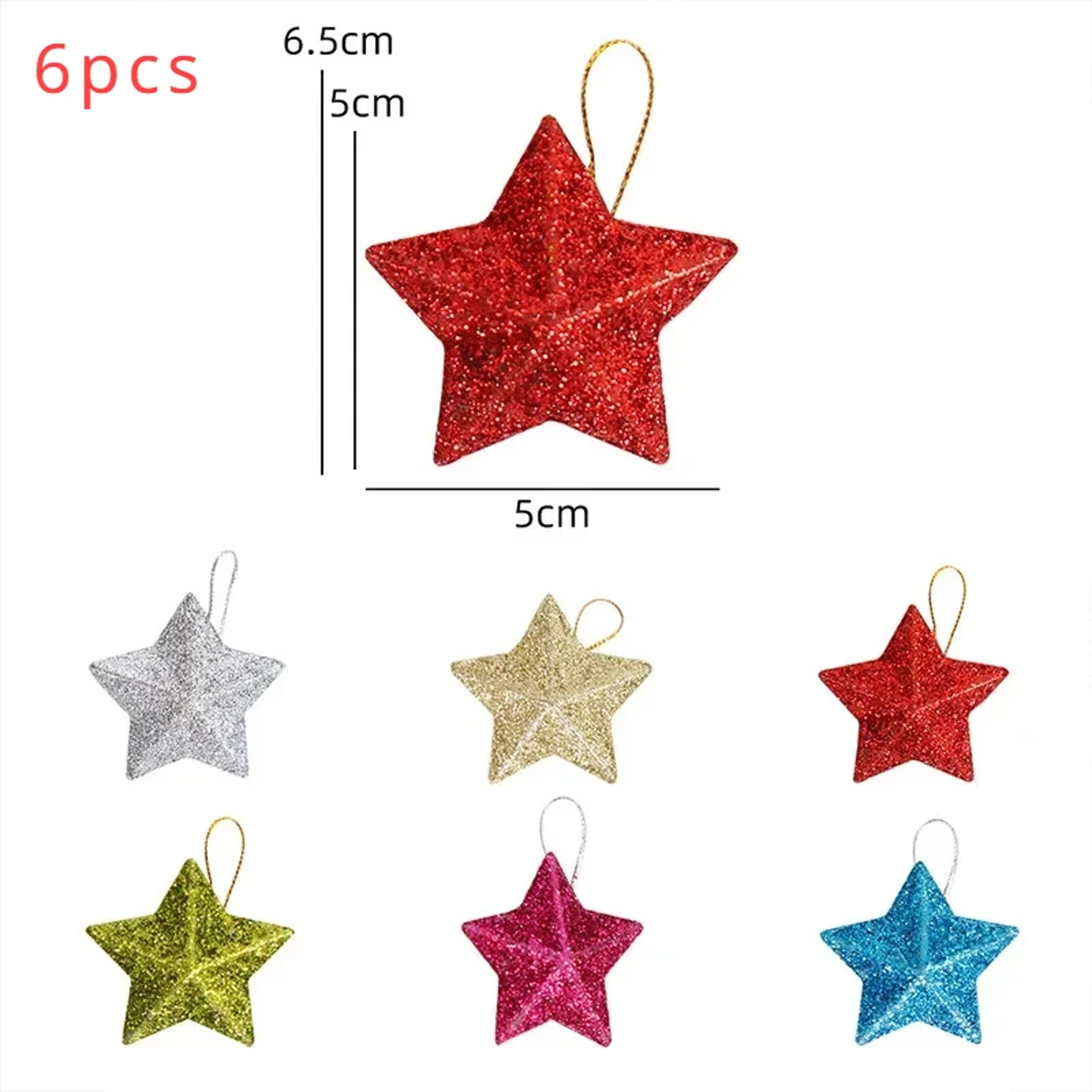 Gold Glitter Star Decorations, Plastic Christmas Ornaments, Christmas Tree Hanging Decorations, Holiday Home Decor – view 8