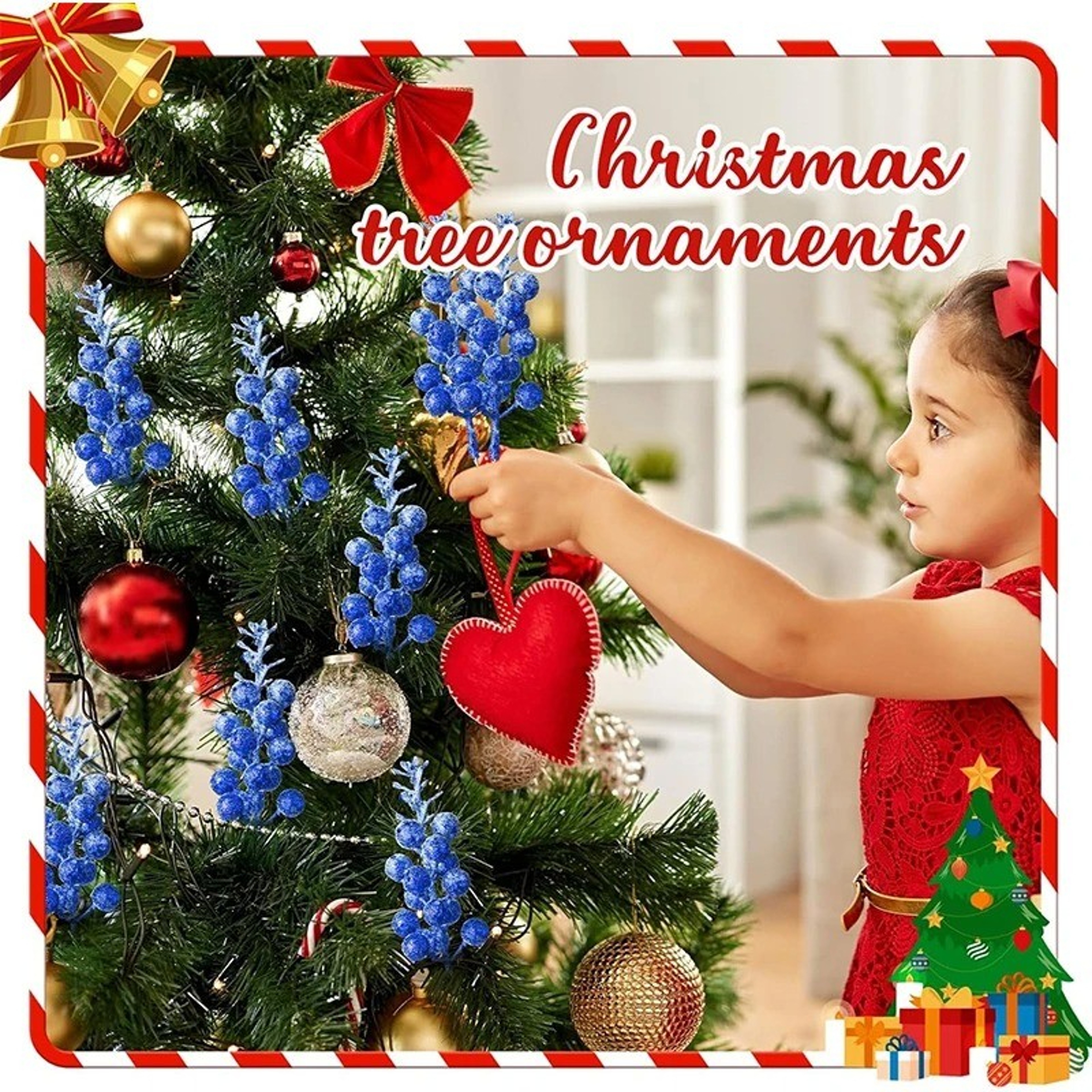 Artificial Foam Berry Snow, Christmas Glitter Berry Stems, Covered Berry for Christmas Tree, DIY Crafts Decoration – view 2