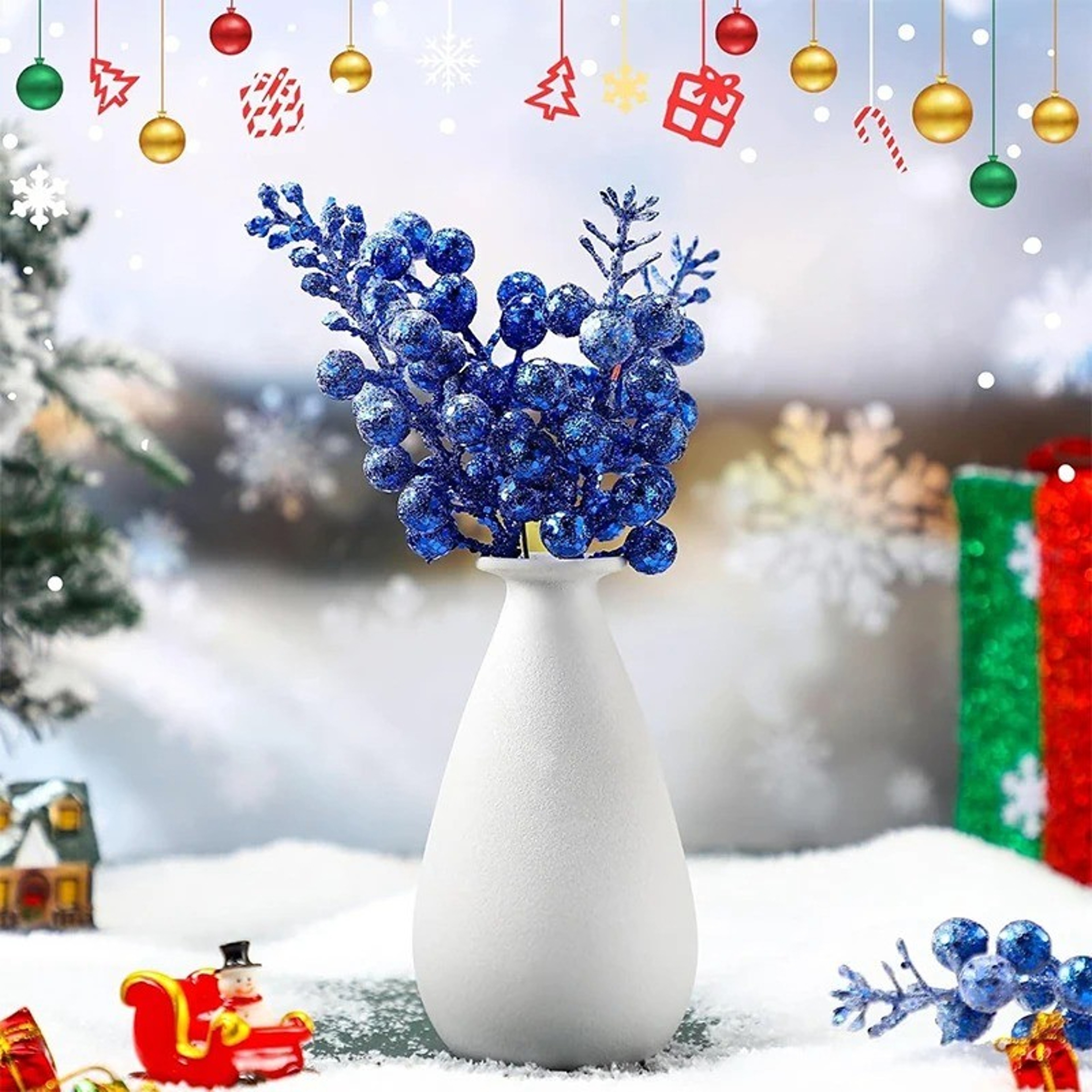Artificial Foam Berry Snow, Christmas Glitter Berry Stems, Covered Berry for Christmas Tree, DIY Crafts Decoration – view 3