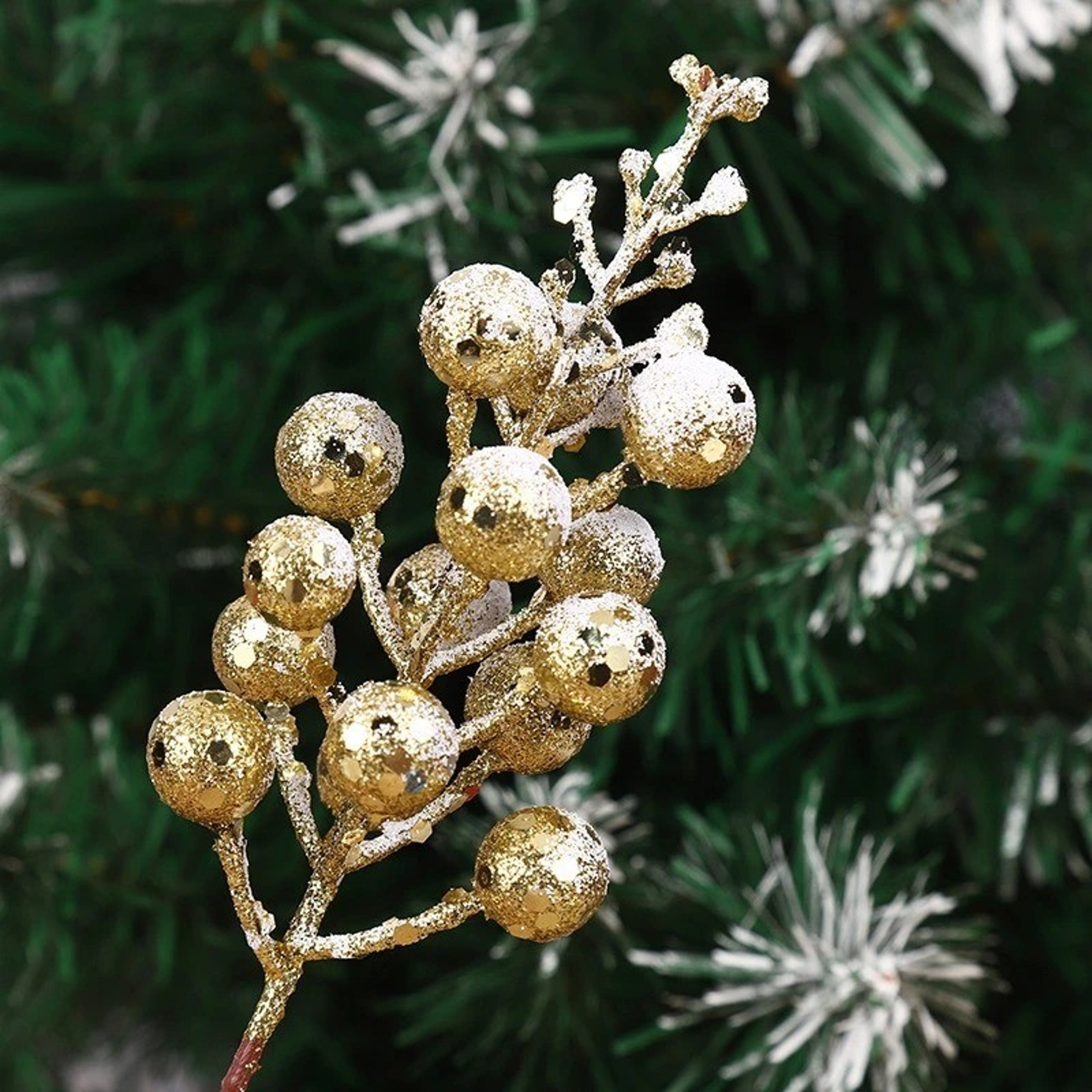 Artificial Foam Berry Snow, Christmas Glitter Berry Stems, Covered Berry for Christmas Tree, DIY Crafts Decoration – view 9