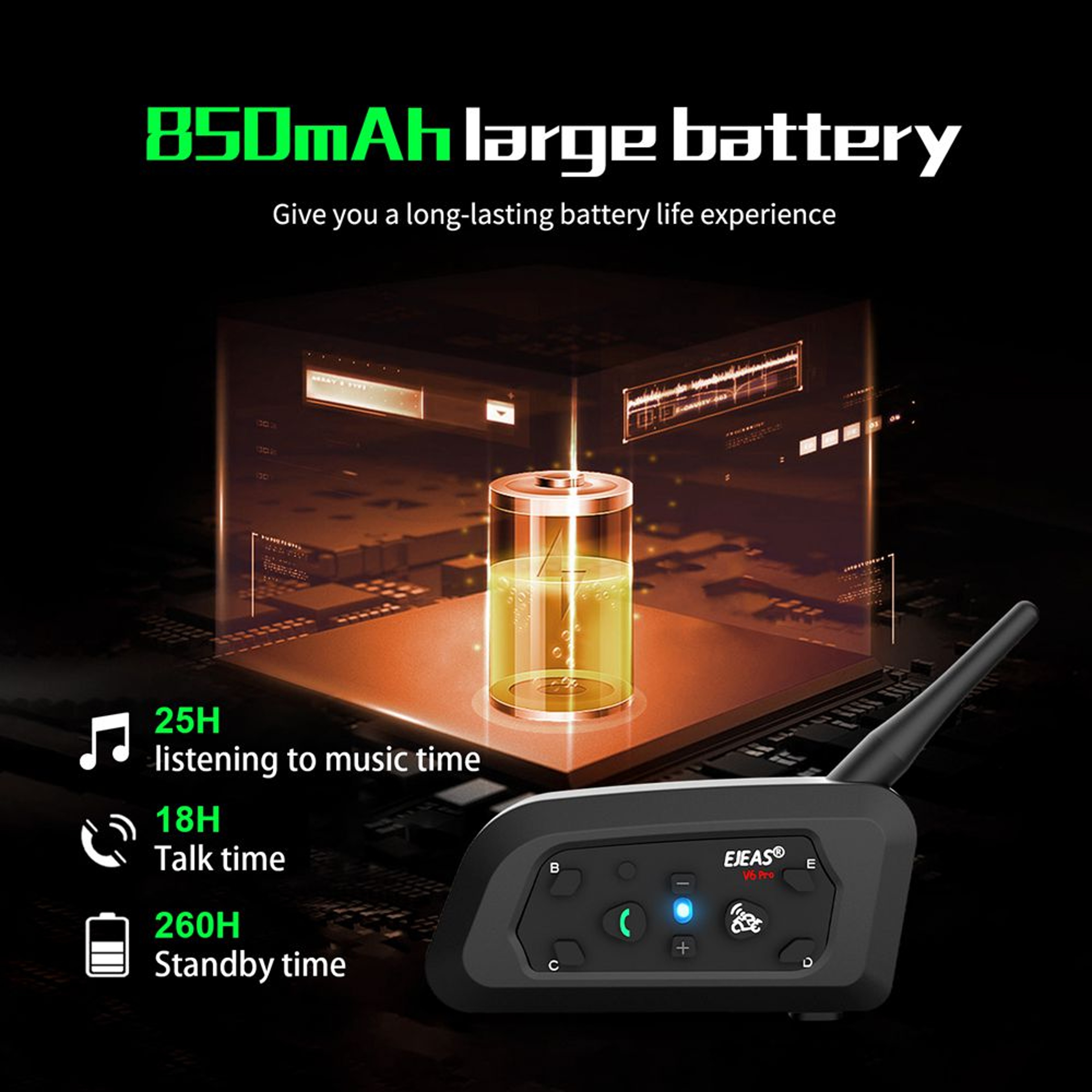 Motorcycle Bluetooth Helmet Headset MOTO Communicator Interphone For 6 Riders IP65 Waterproof 0