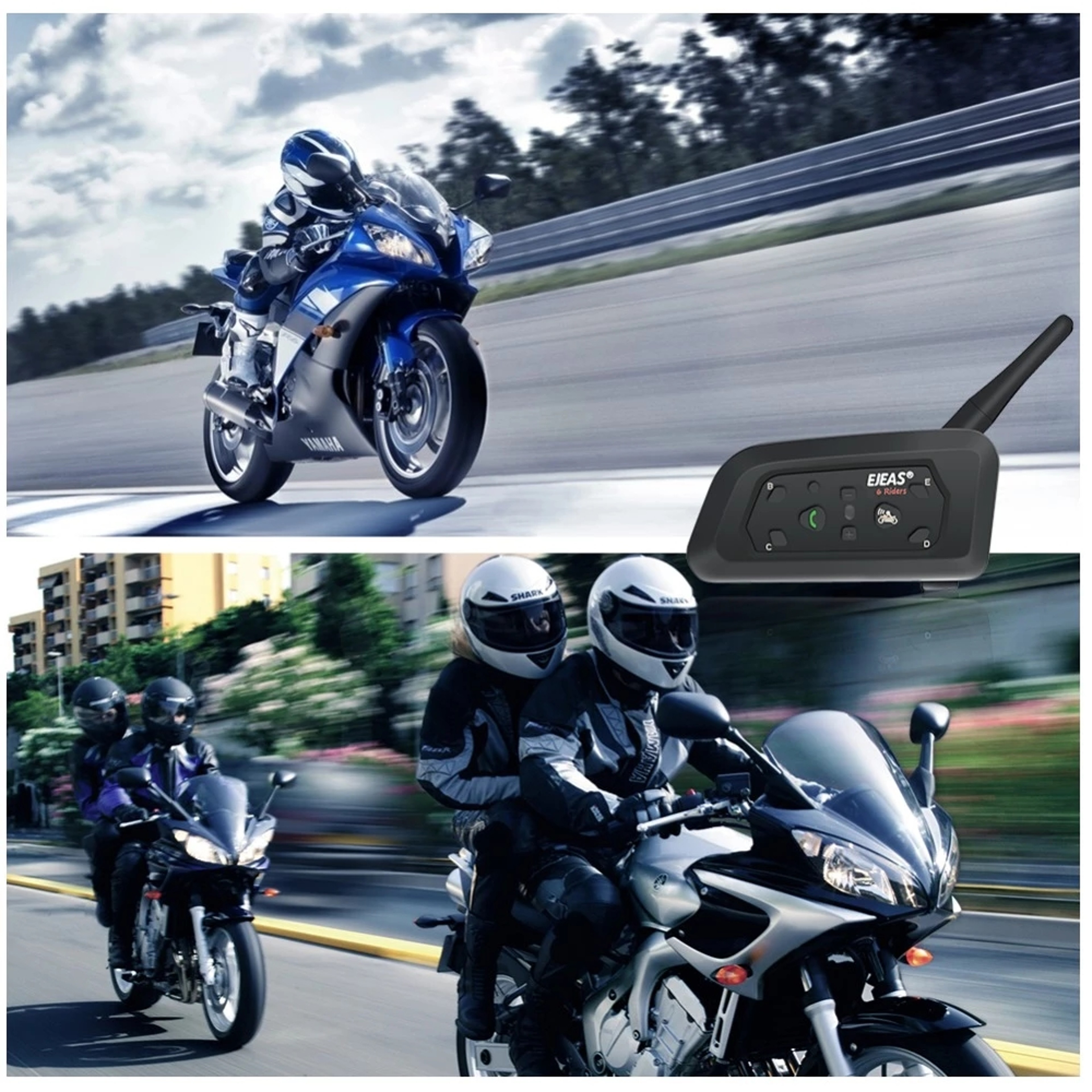 Motorcycle Bluetooth Helmet Headset MOTO Communicator Interphone For 6 Riders IP65 Waterproof 1