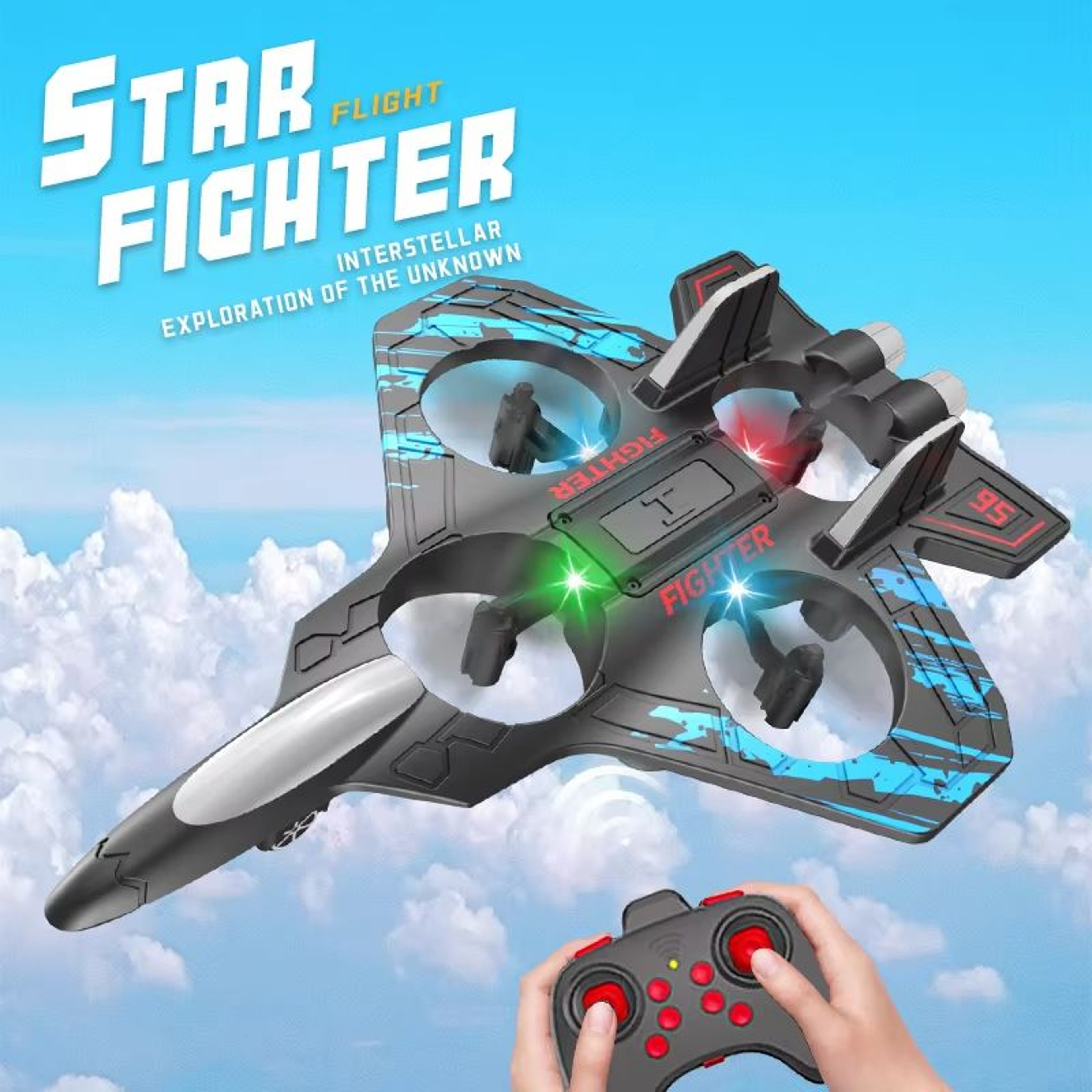 LED RC plane glowing during dusk