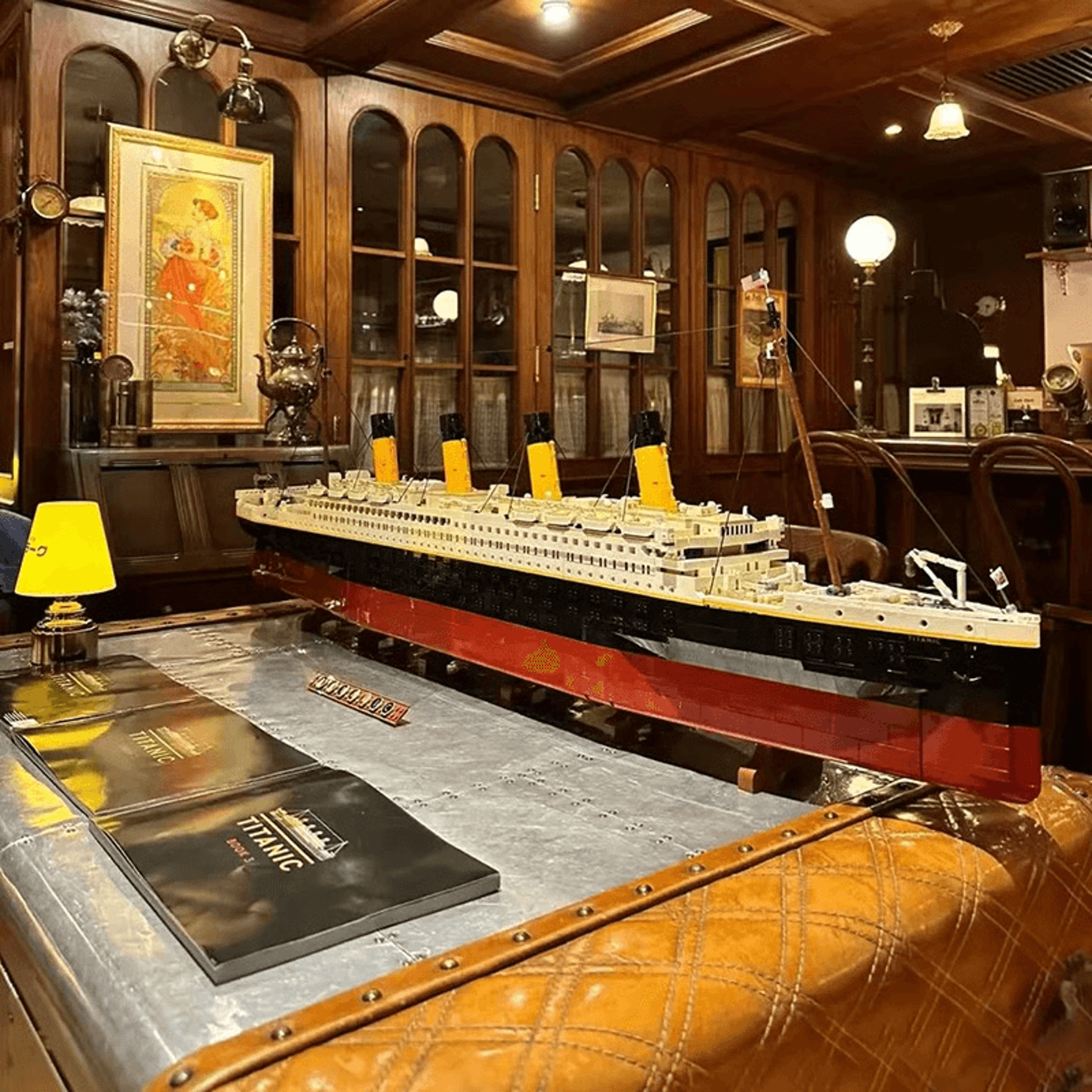 titanic model cruise ship made with interlocking blocks
