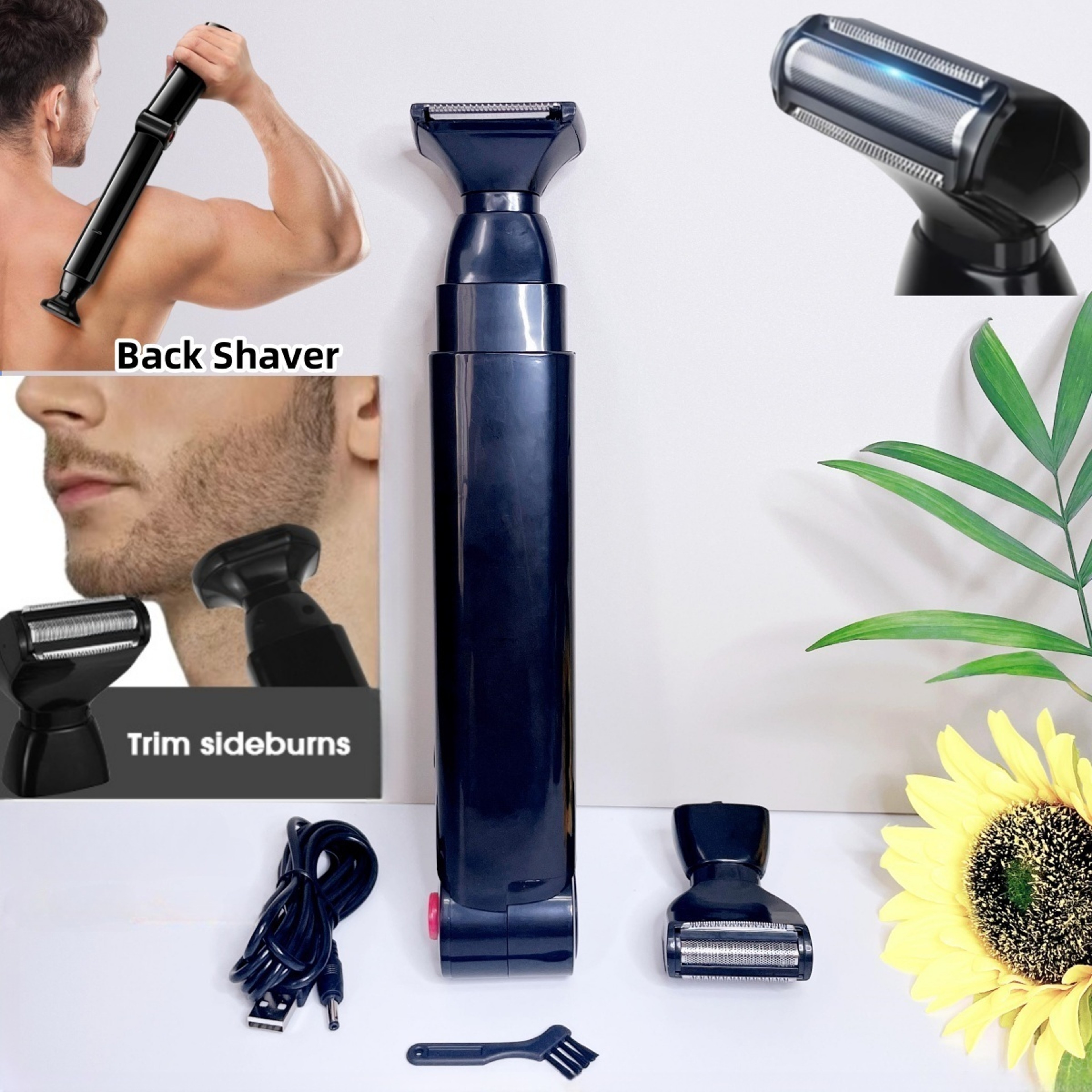 Electric Back Shaver For Men  Rechargeable Foldable Groomer For Smooth Easy Hair Removal 3