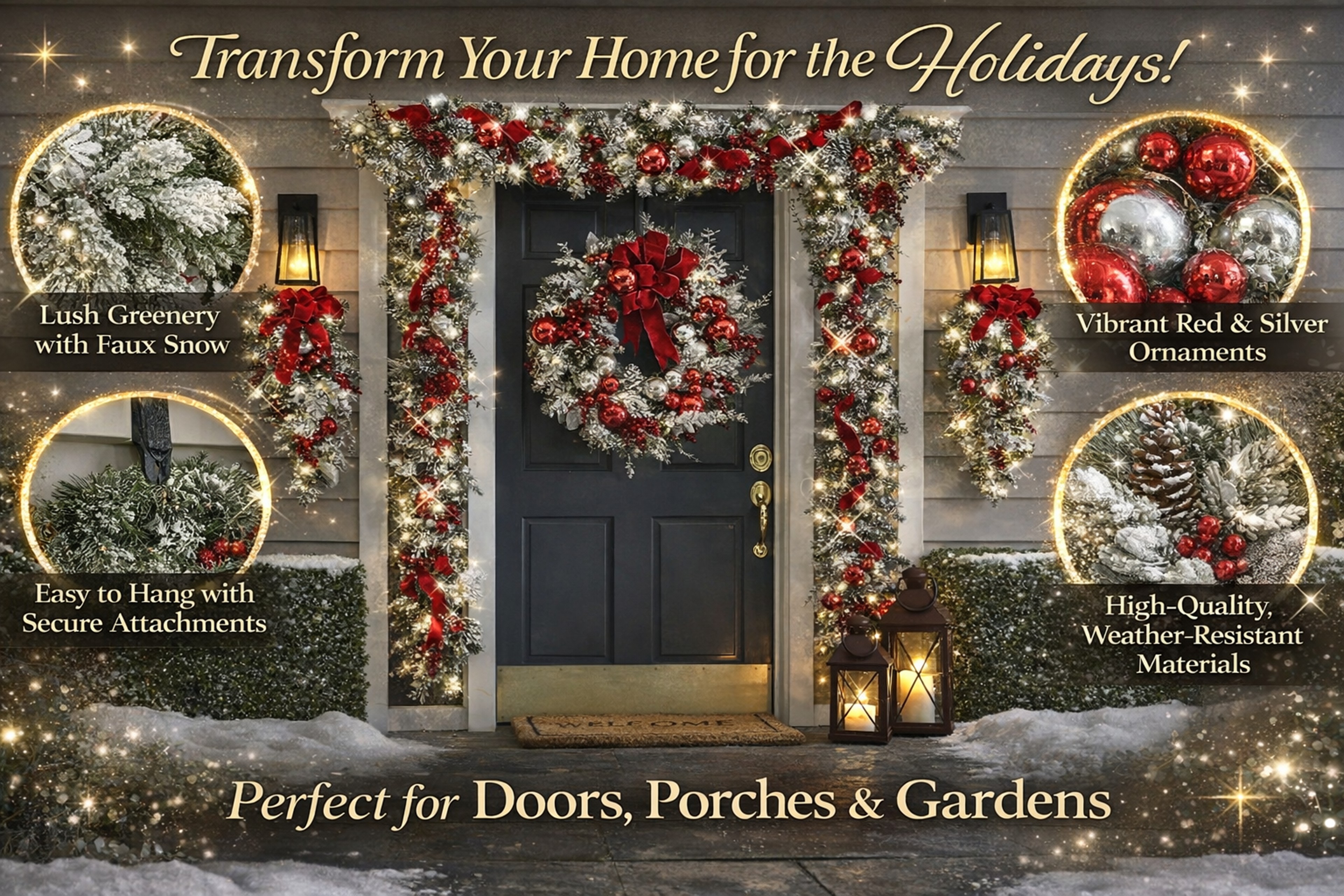 Christmas Wreath for Front Door | Holiday Garland for Office & Garden | Perfect Seasonal Decor – view 10