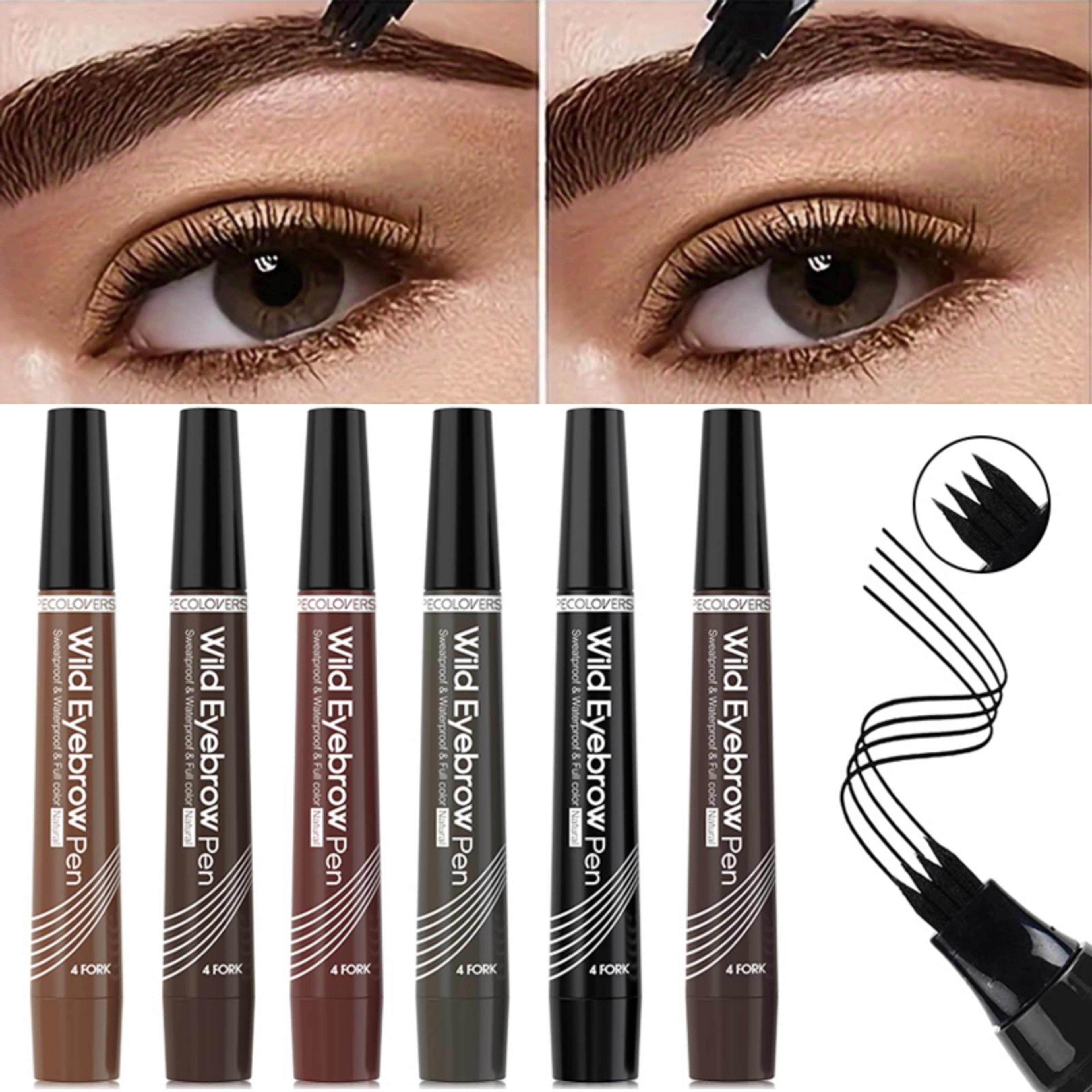 Waterproof 4Tip Eyebrow Pen  LongLasting Natural HairLike Brow Pencil 0