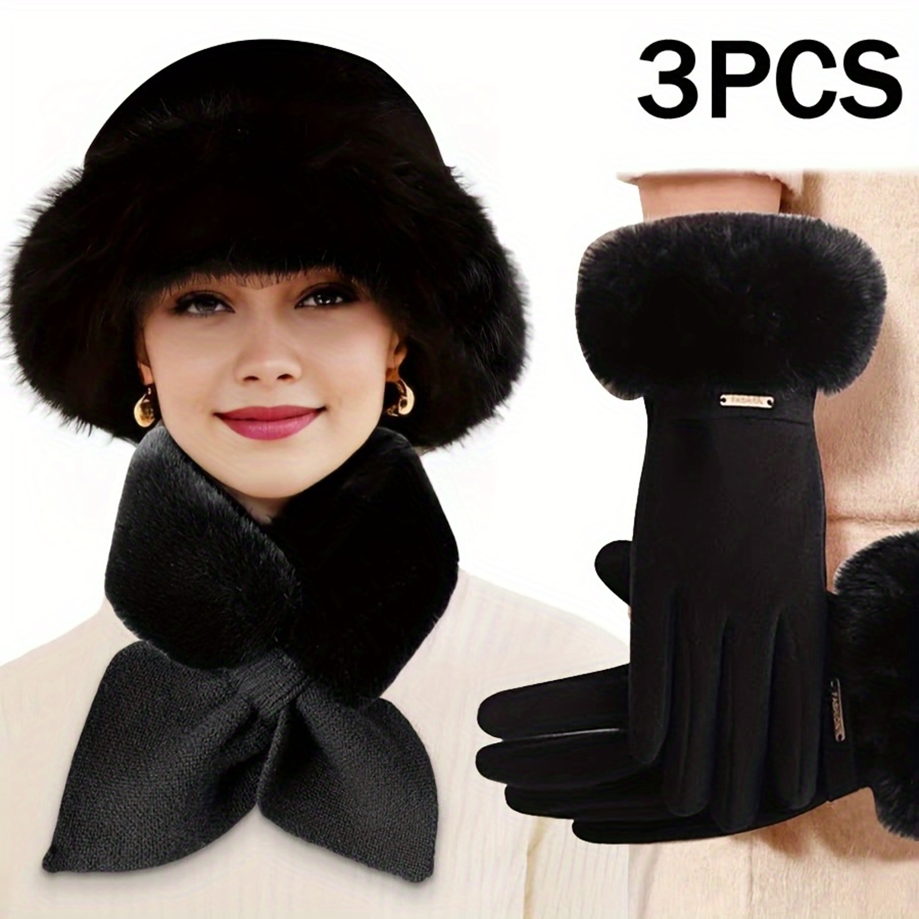 Womens Winter Hat Scarf Gloves Set For Warm Coverage And Easy Matching Style 2