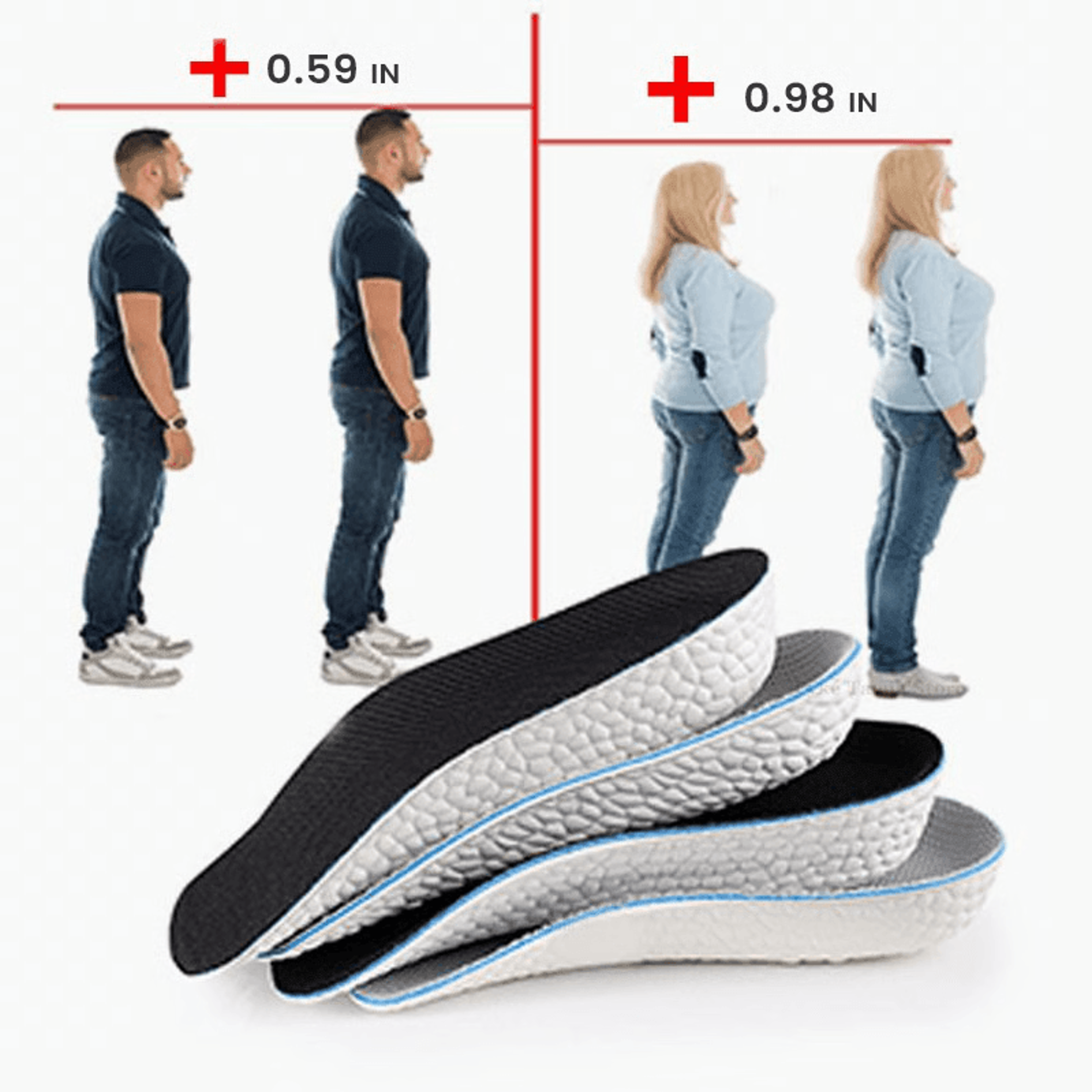Orthopedic Height Increase Insoles With Arch Support For Discreet Shoe Lift 8