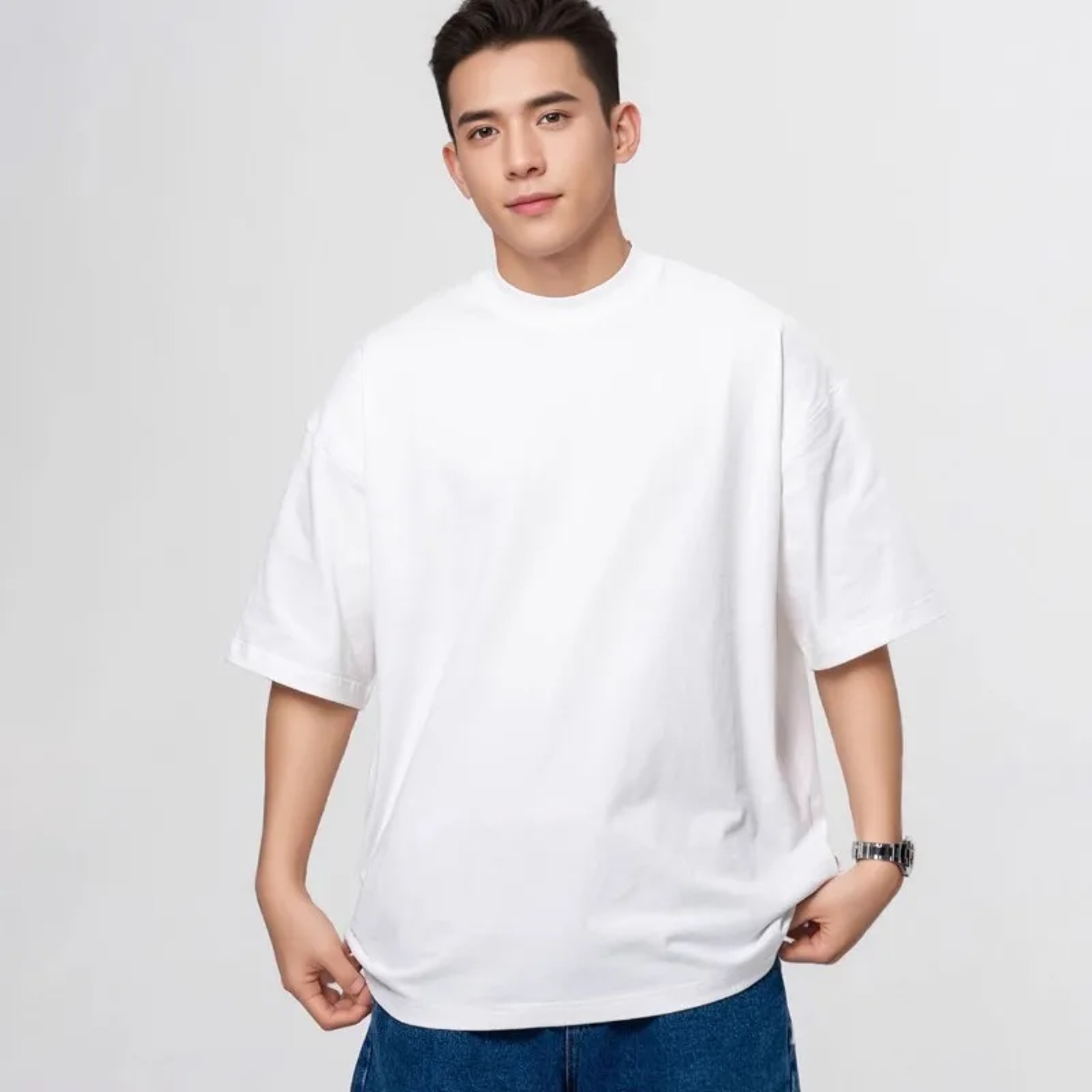 Heavyweight Cotton Mens TShirt Durable Breathable Everyday Round Neck Tee 0