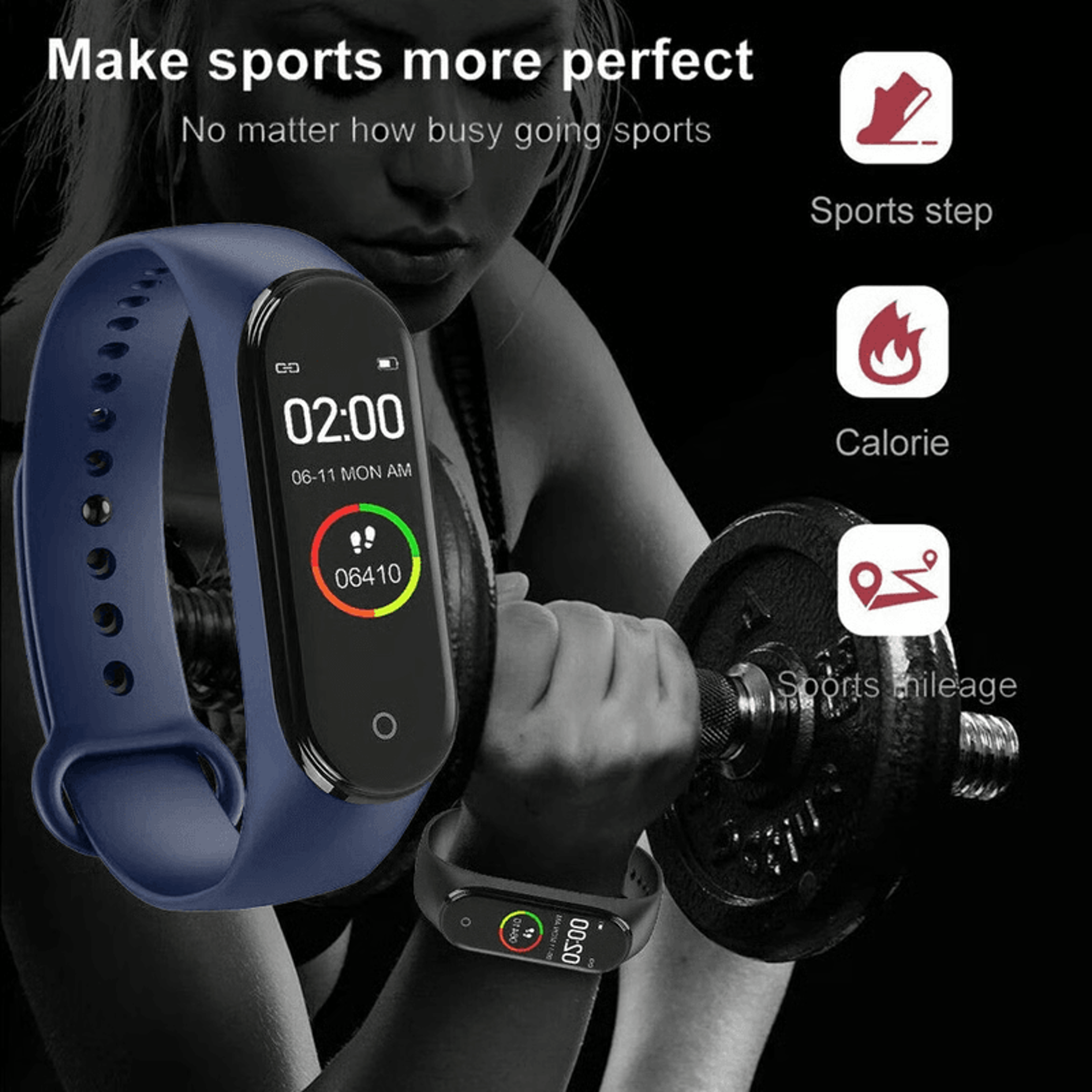 M4 Smart Watch Band Heart Rate Blood Pressure  Activity Tracker For Daily Wellness 5