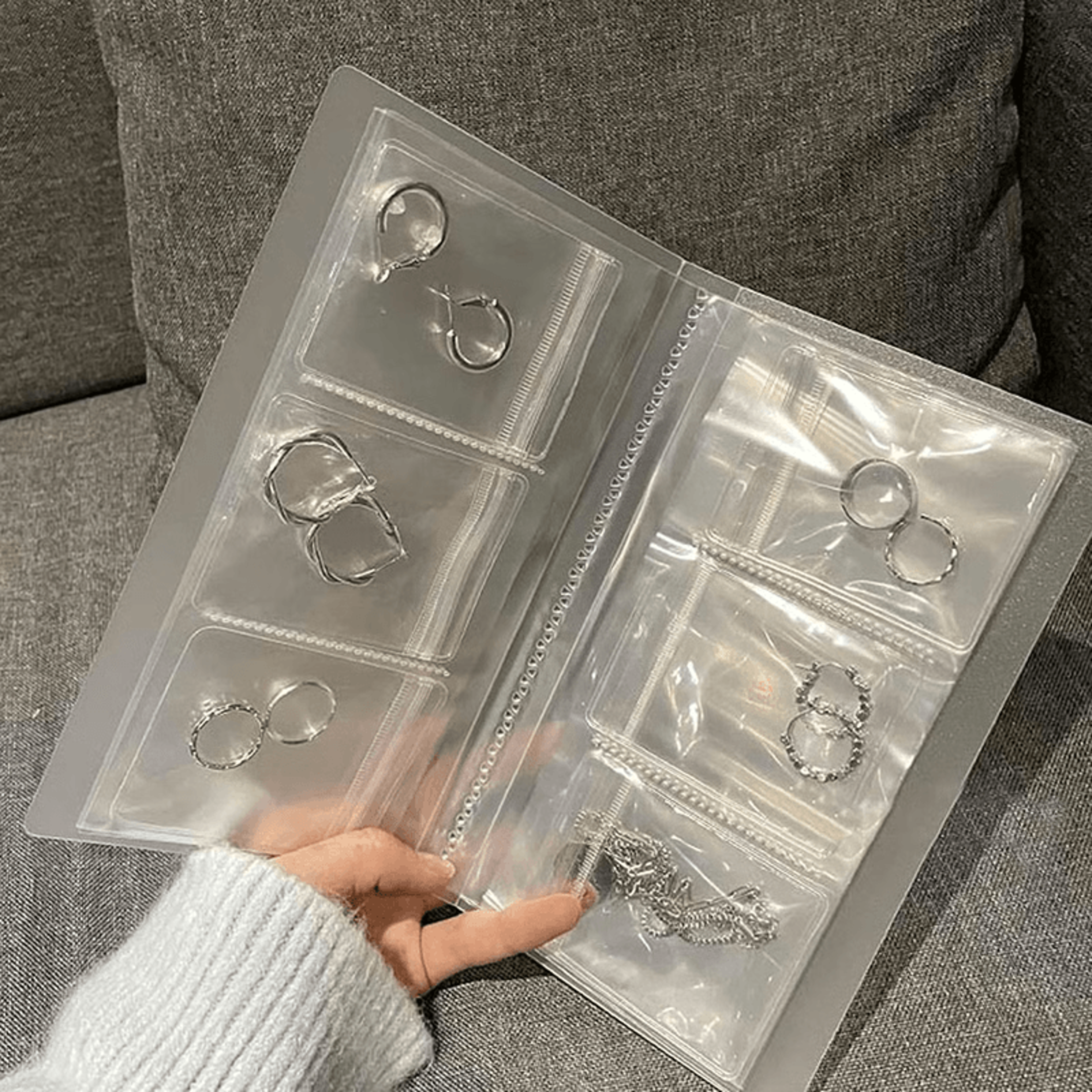 Portable Jewelry Organizer Book Set  Transparent Storage Album For Rings Earrings  Necklaces 6