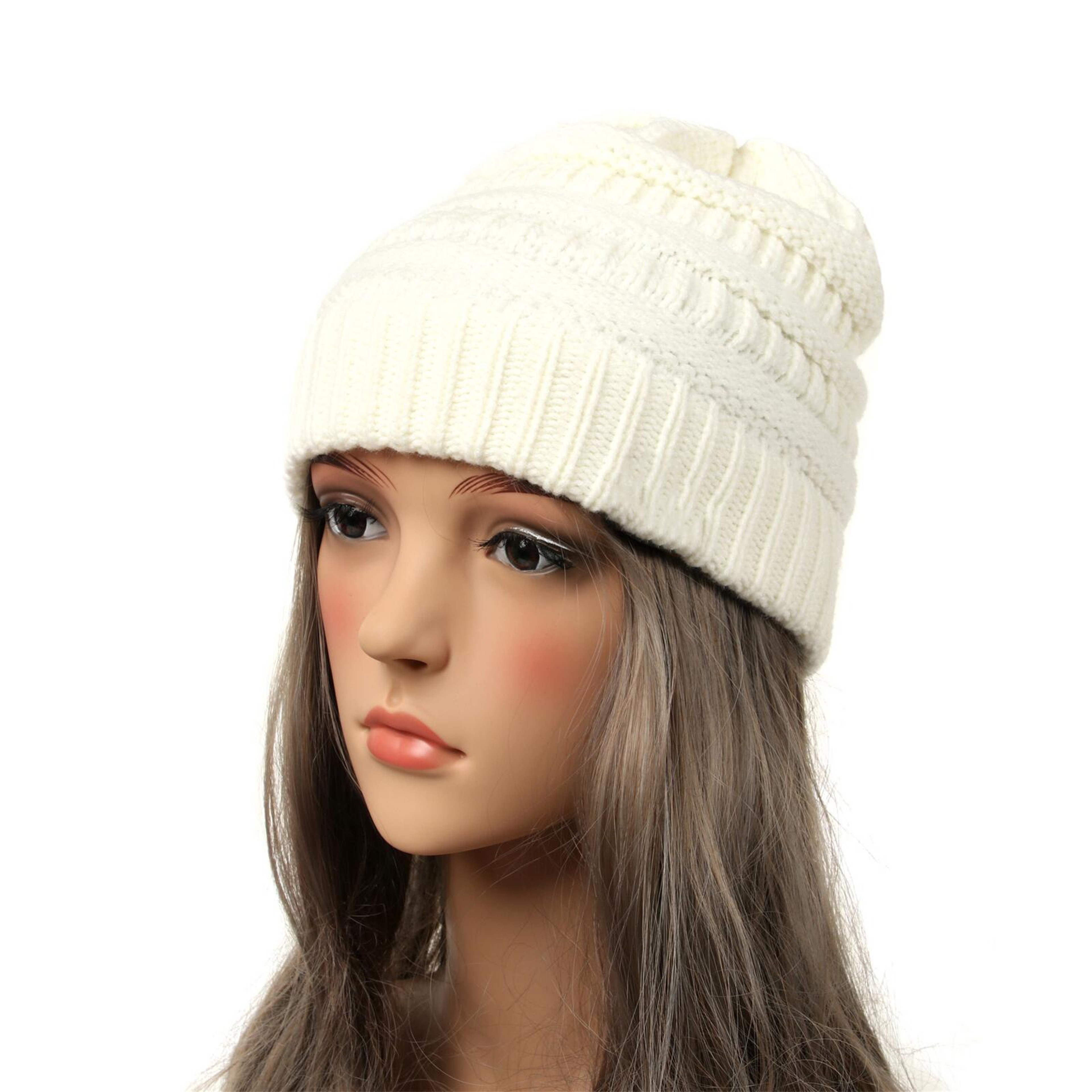 Warm Chunky Knit Beanie Hat For Women Soft Stretch Winter Cap 2