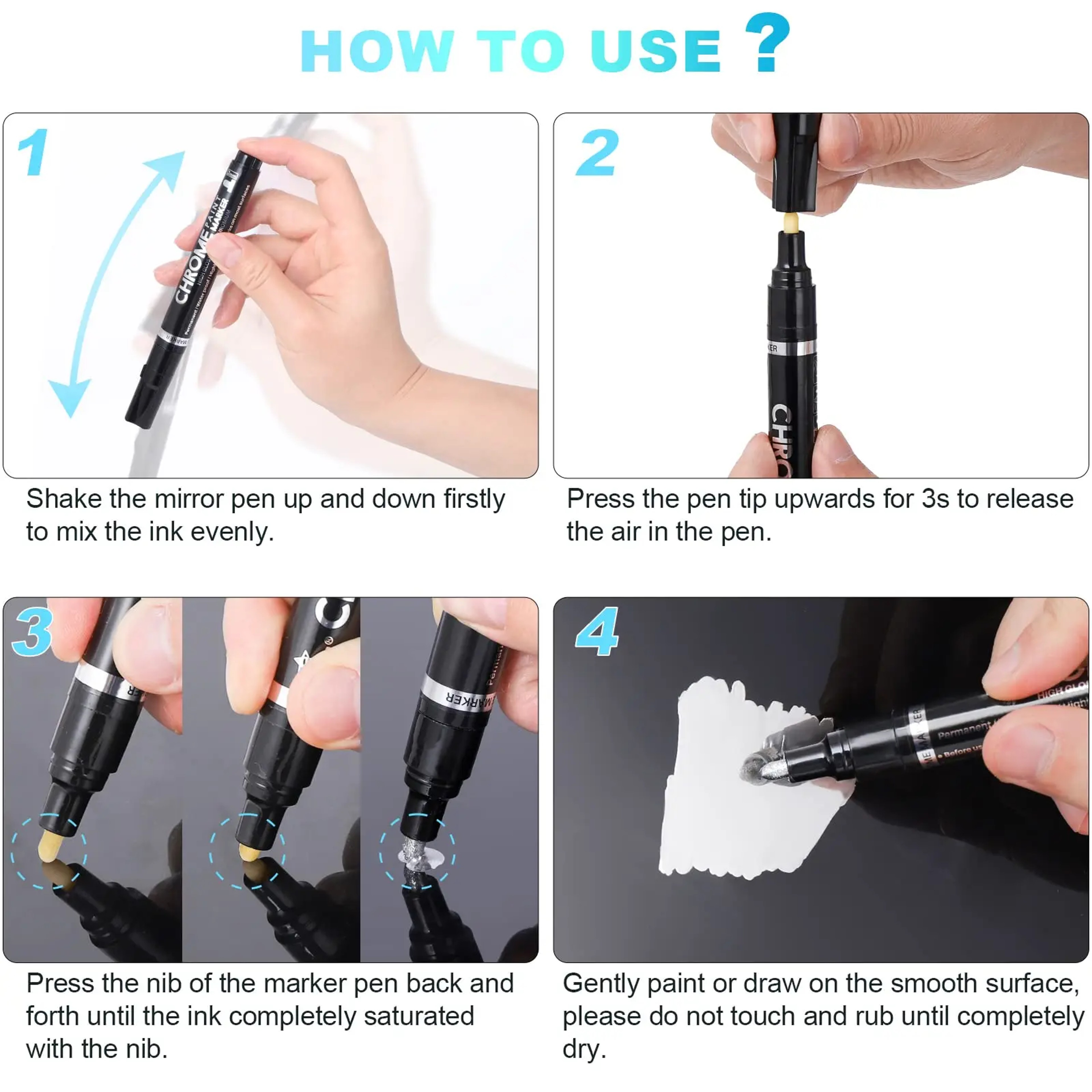 Chrome Reflective Marker Pens  Mirror Paint Markers For Car Styling  DIY Crafts 3