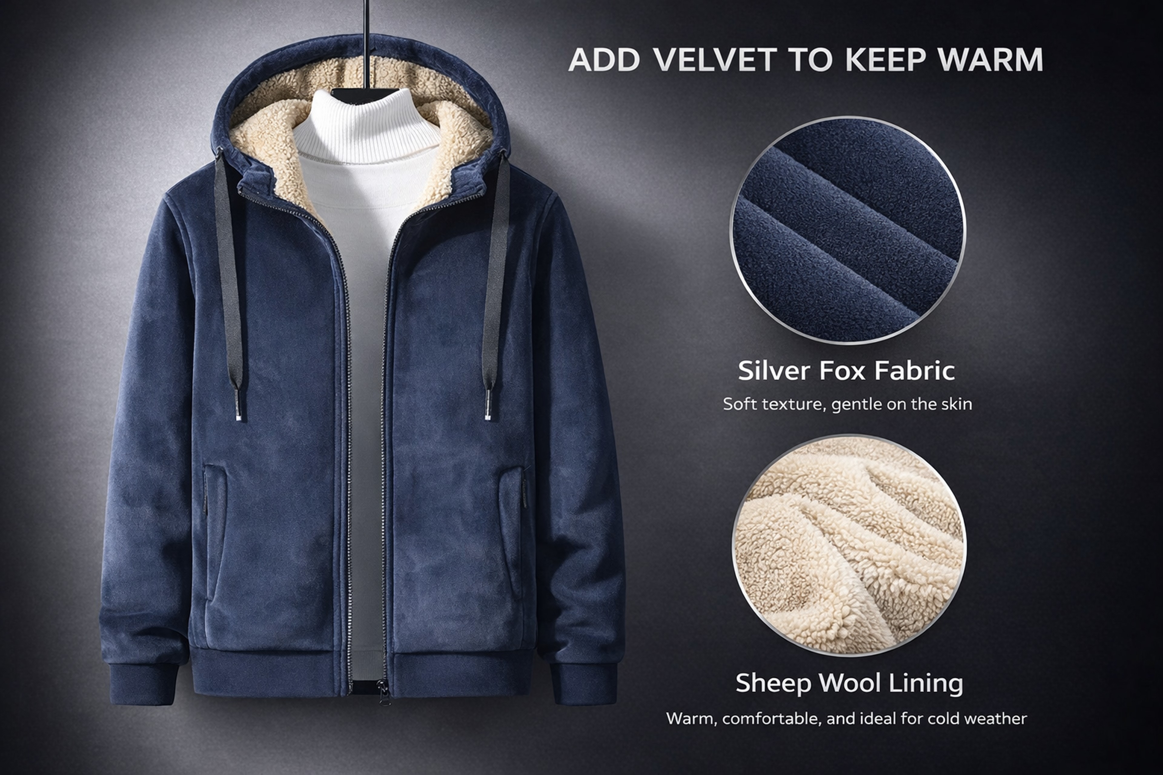 Men's Cashmere Tracksuit, Warm, Comfortable Winter Hoodie Set – view 10
