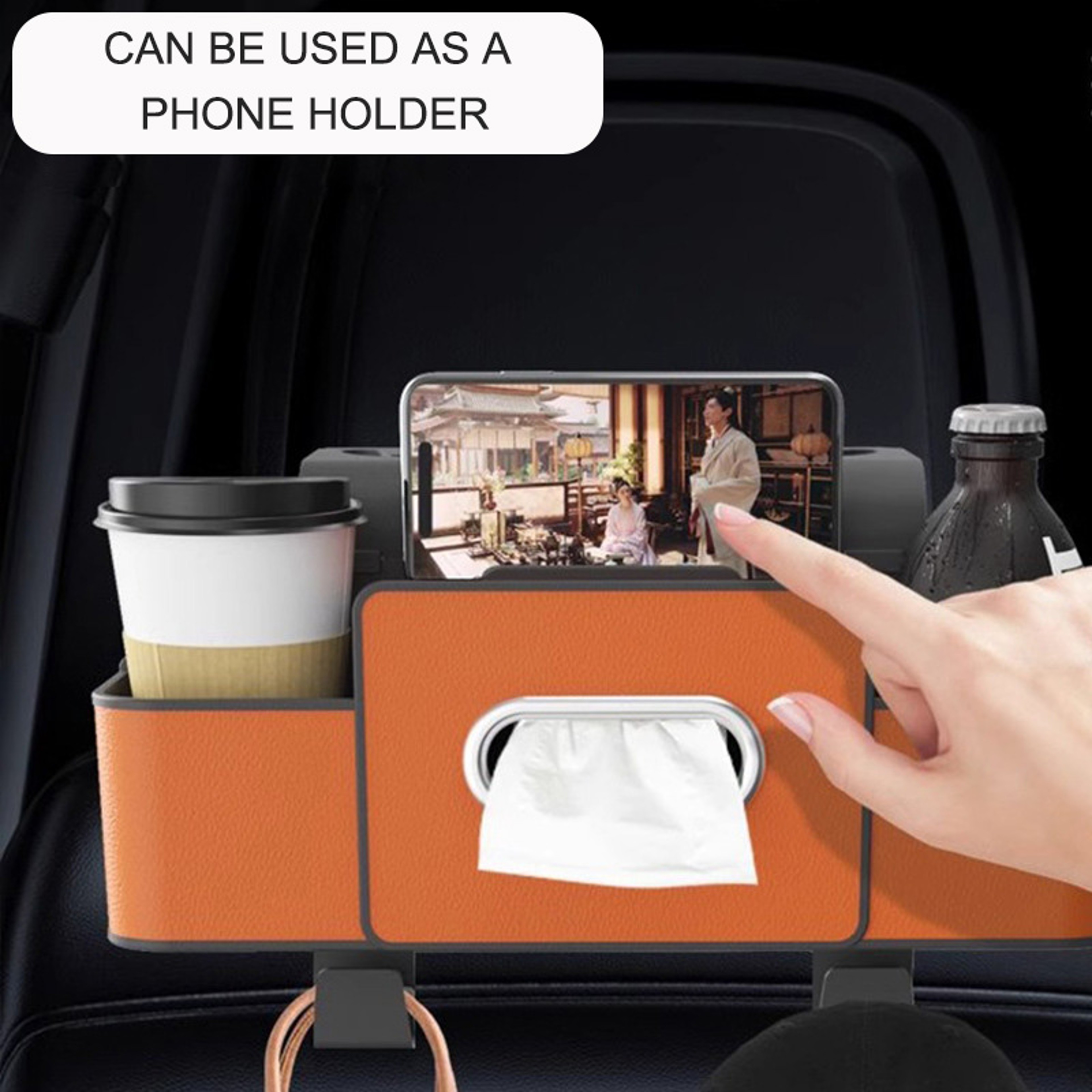 Car Backseat Organizer With Leather Storage  Cup Holder Practical Car Interior Organizer 4