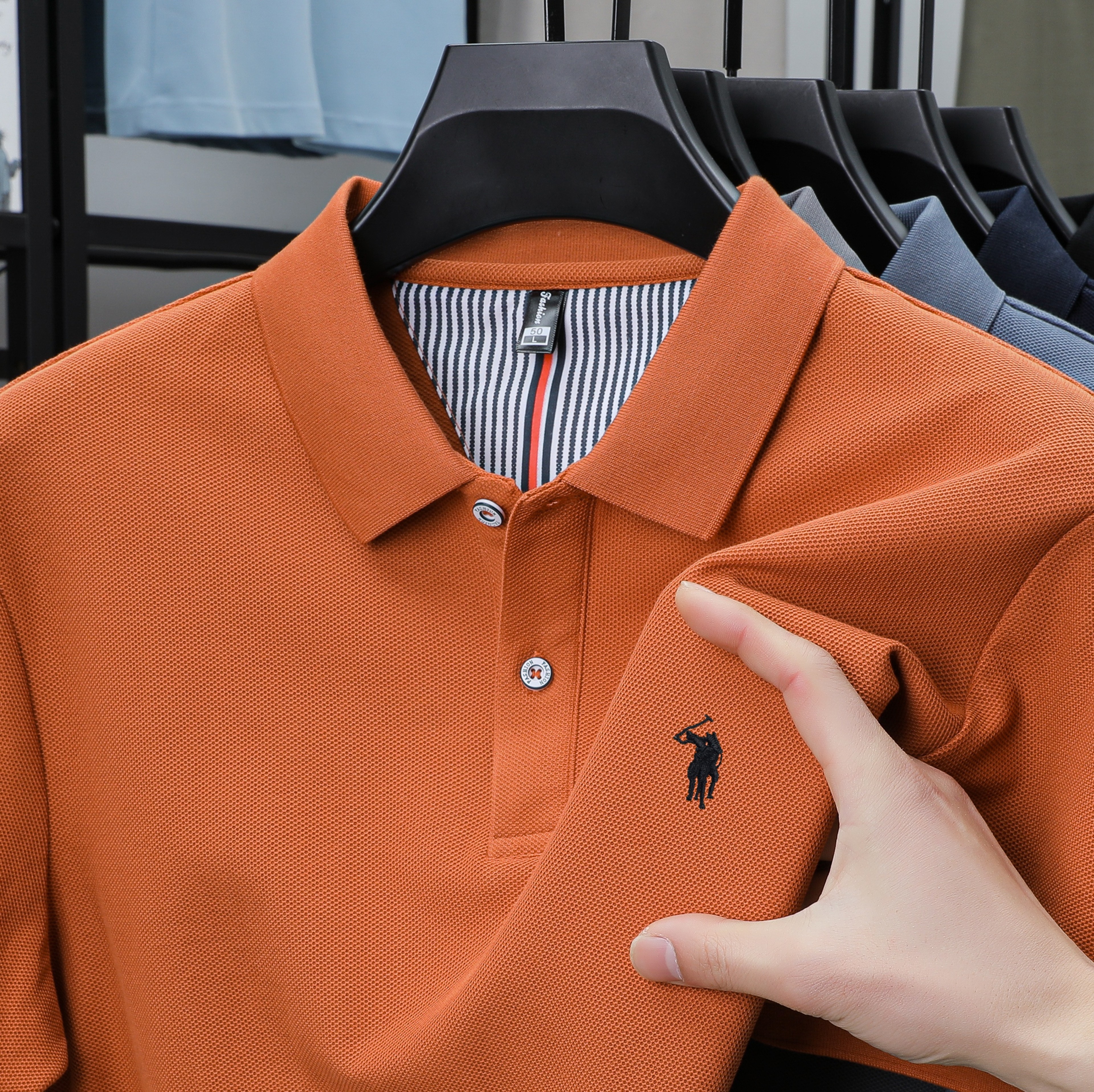Men's Cotton Polo Shirt Short Sleeve Embroidered Business Casual Summer Polo – view 4