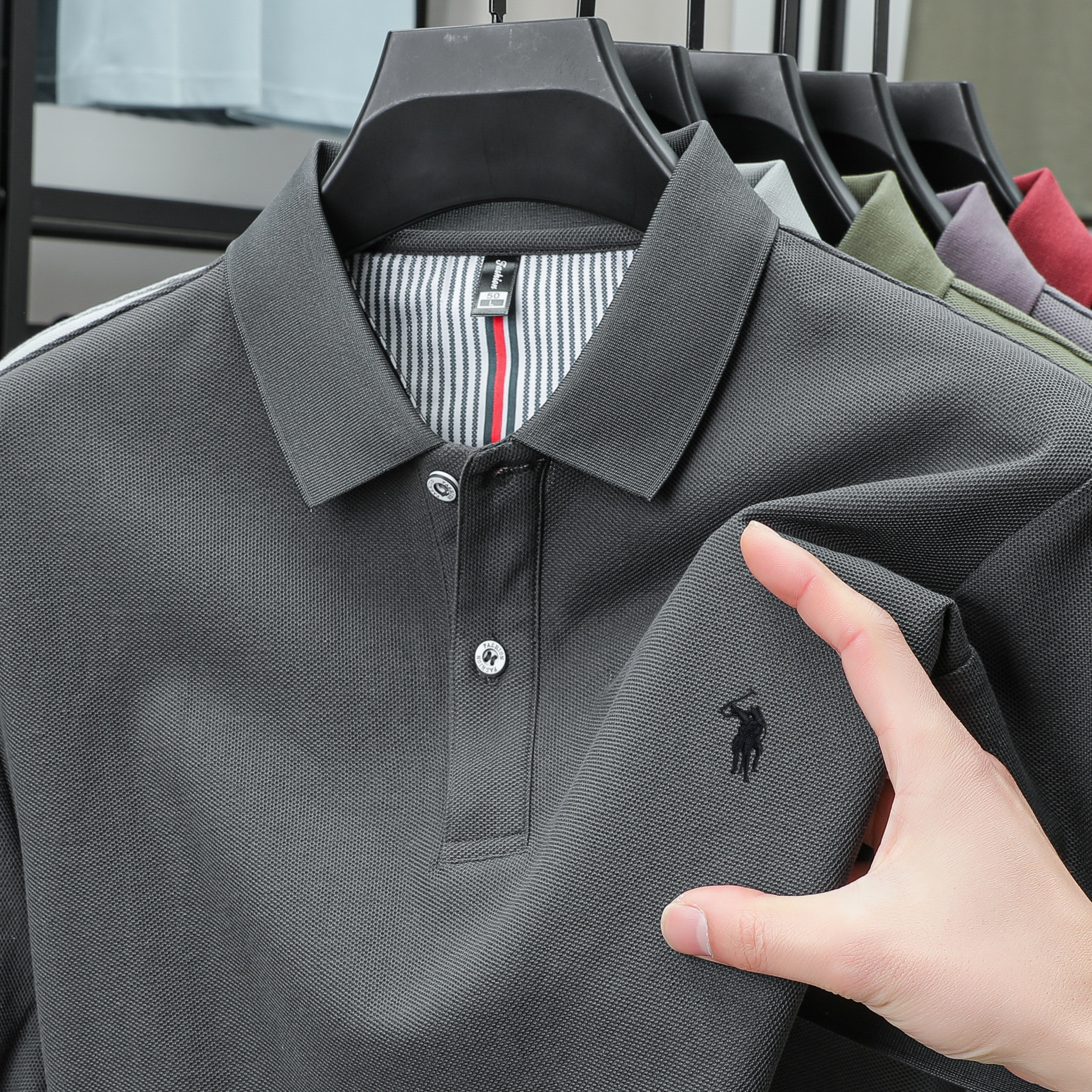 Men's Cotton Polo Shirt Short Sleeve Embroidered Business Casual Summer Polo – view 11