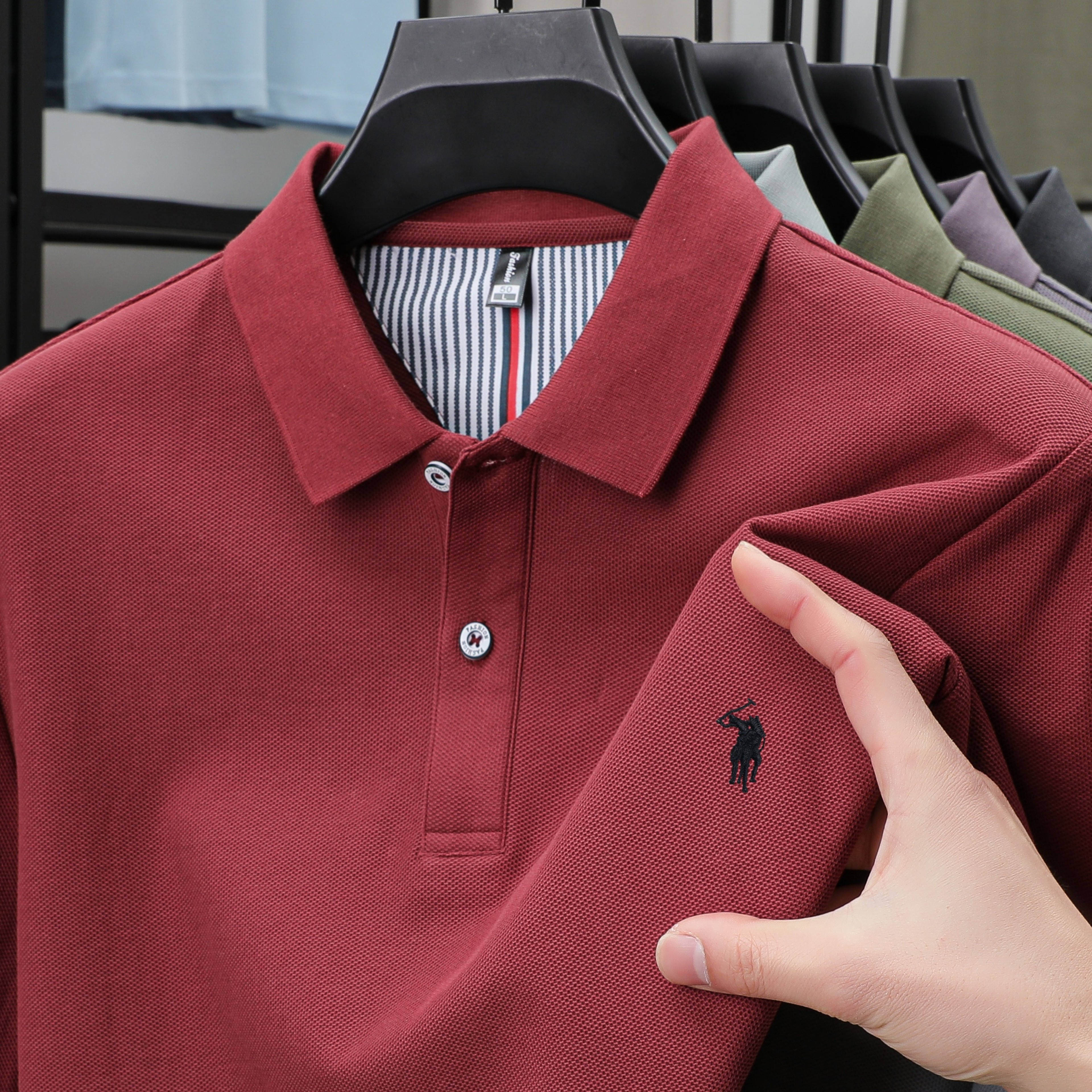 Men's Cotton Polo Shirt Short Sleeve Embroidered Business Casual Summer Polo – view 9
