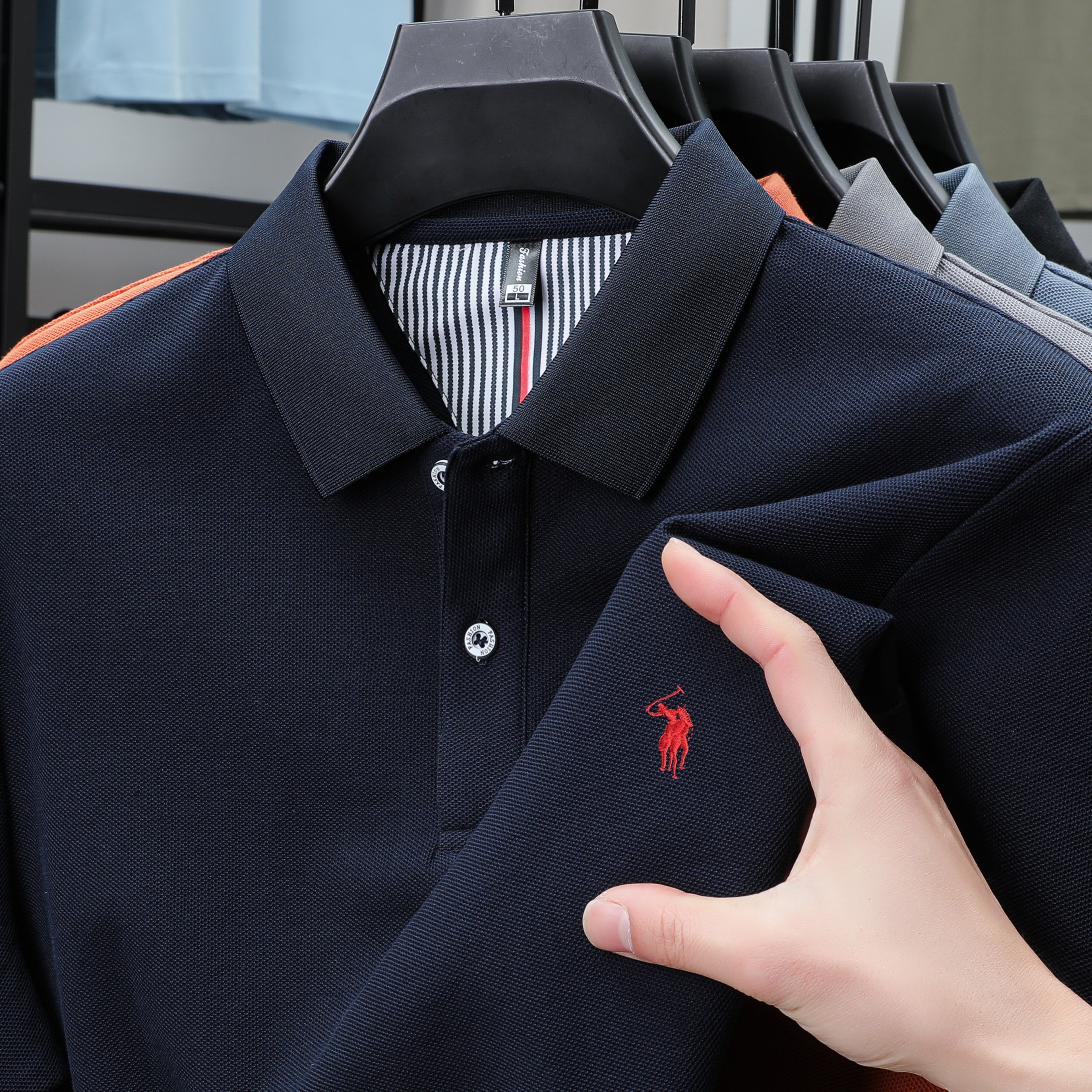Men's Cotton Polo Shirt Short Sleeve Embroidered Business Casual Summer Polo – view 17