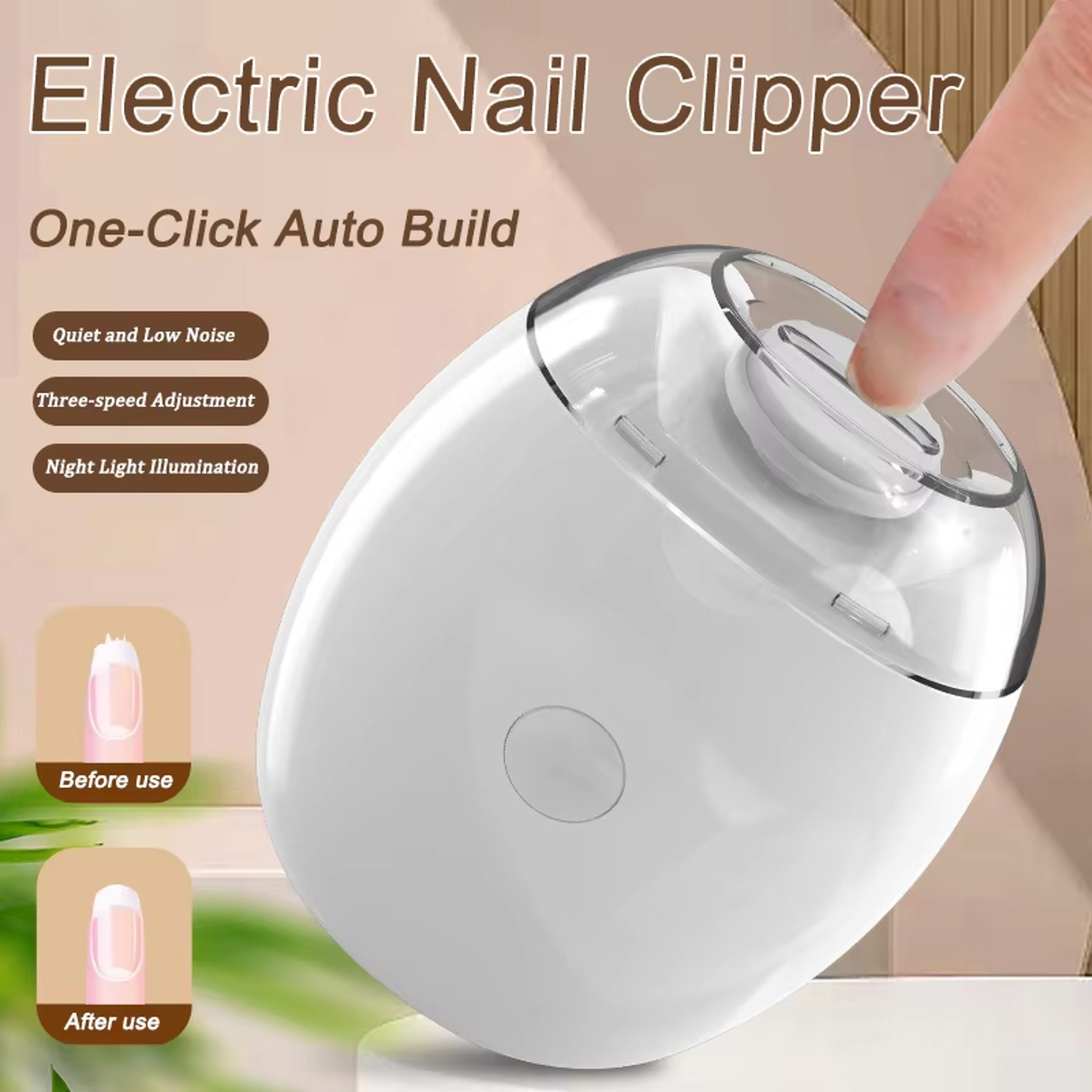 2-in-1 Electric Nail Clipper with LED Light Safe Automatic Nail Trimmer for Babies Adults and Seniors – view 1