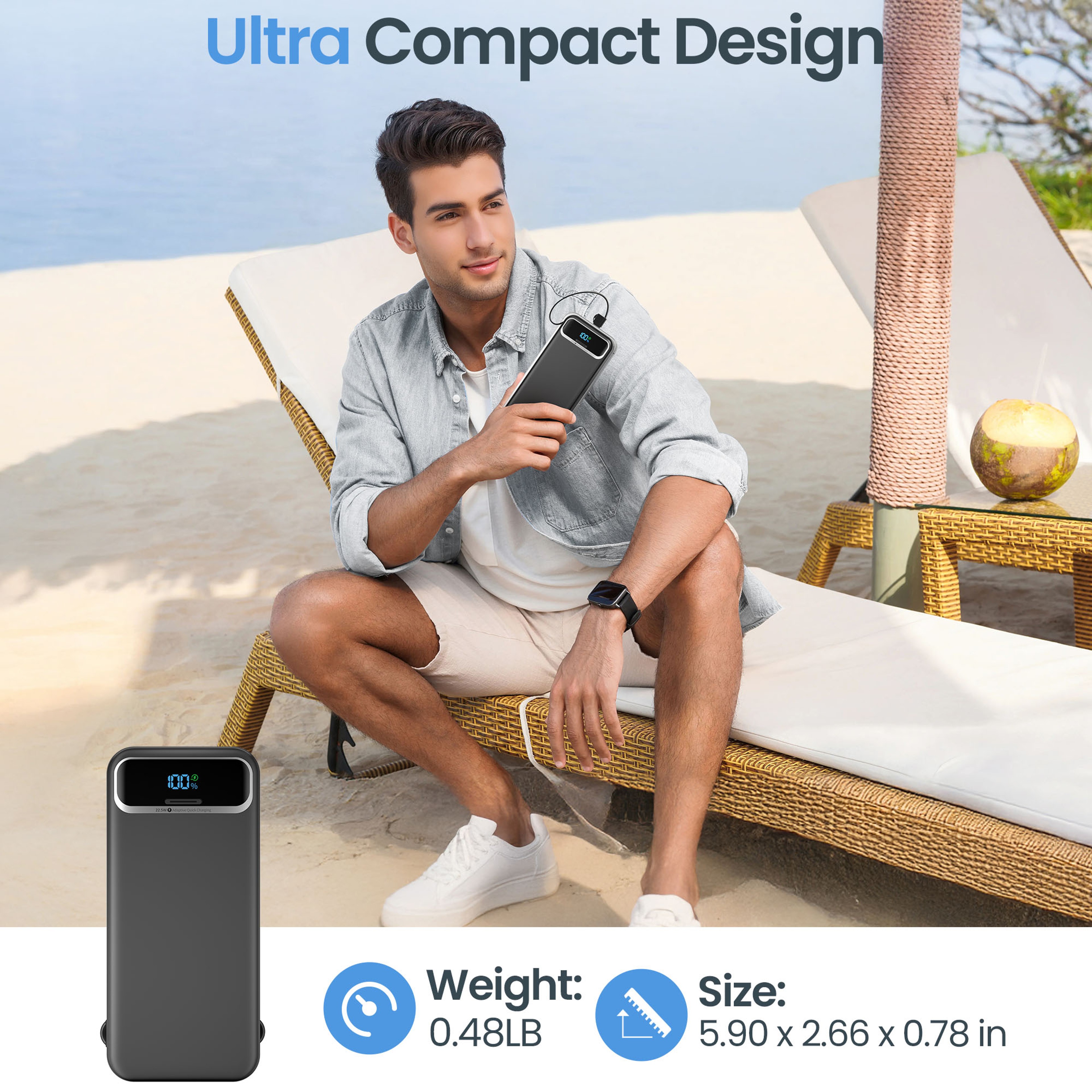Portable Power Bank with Built In Cables Fast Charging for Travel and Daily Use – view 4