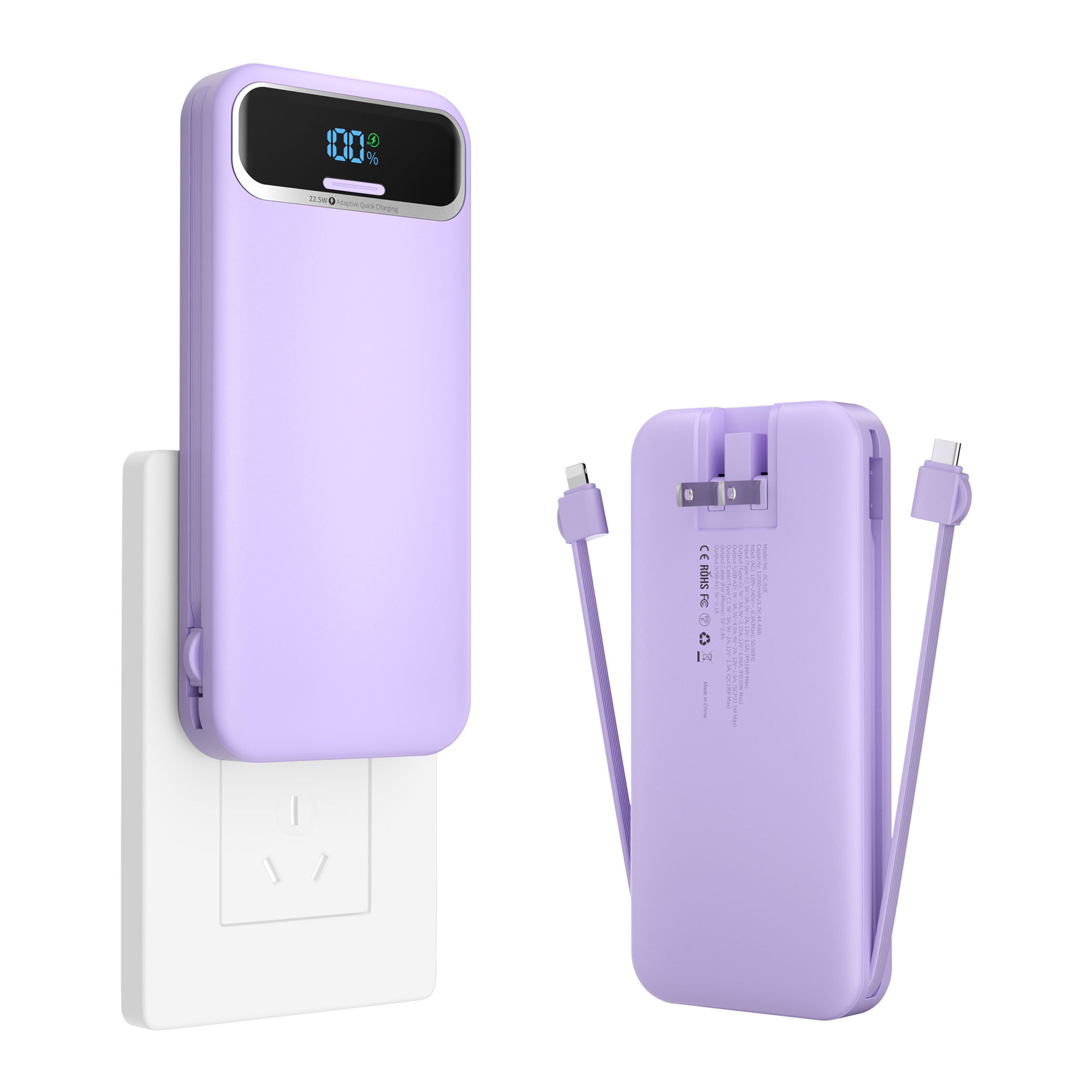 Portable Power Bank with Built In Cables Fast Charging for Travel and Daily Use – view 8