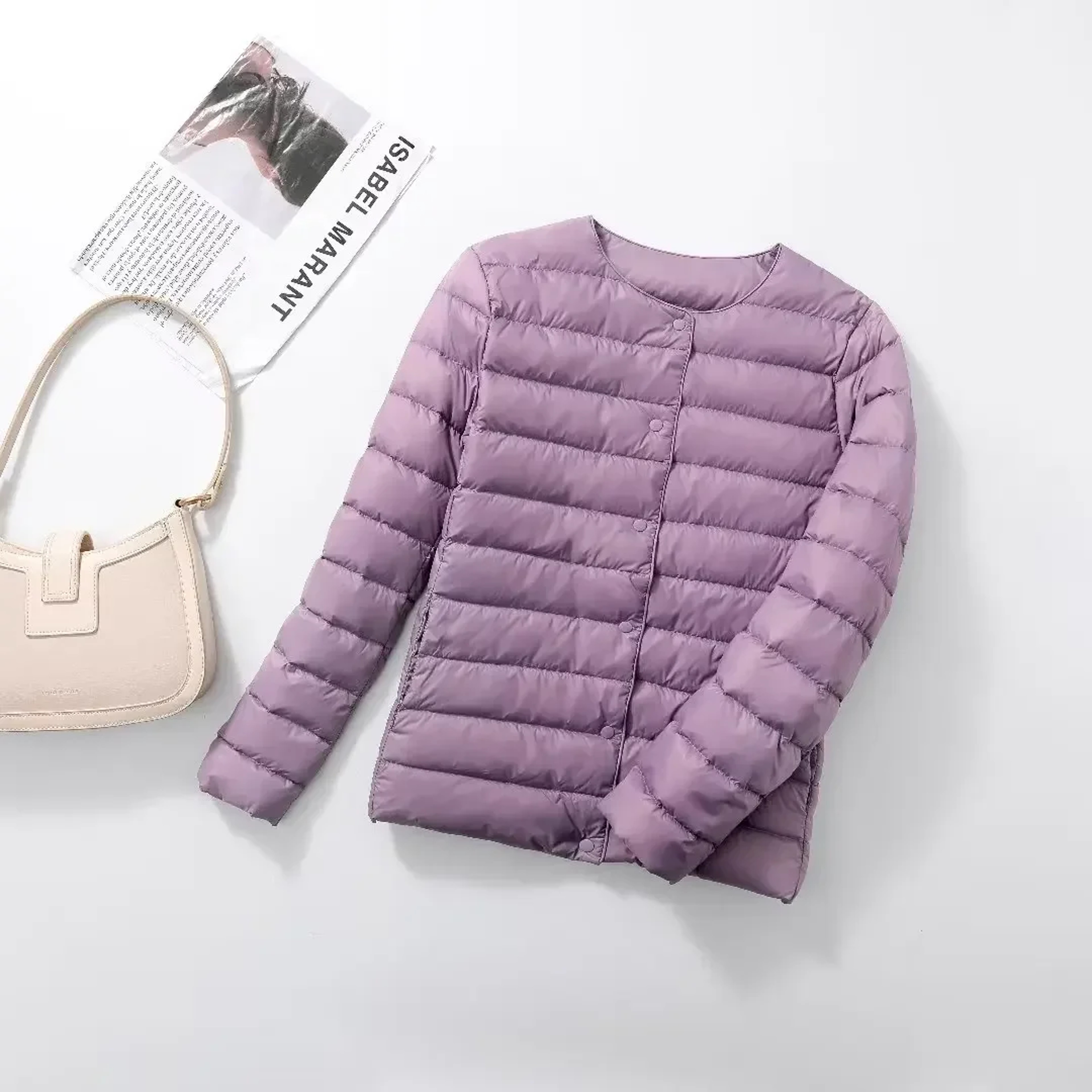 Ultra Lightweight Puffer Jacket For Women Slim Fit Packable White Duck Down Coat 4