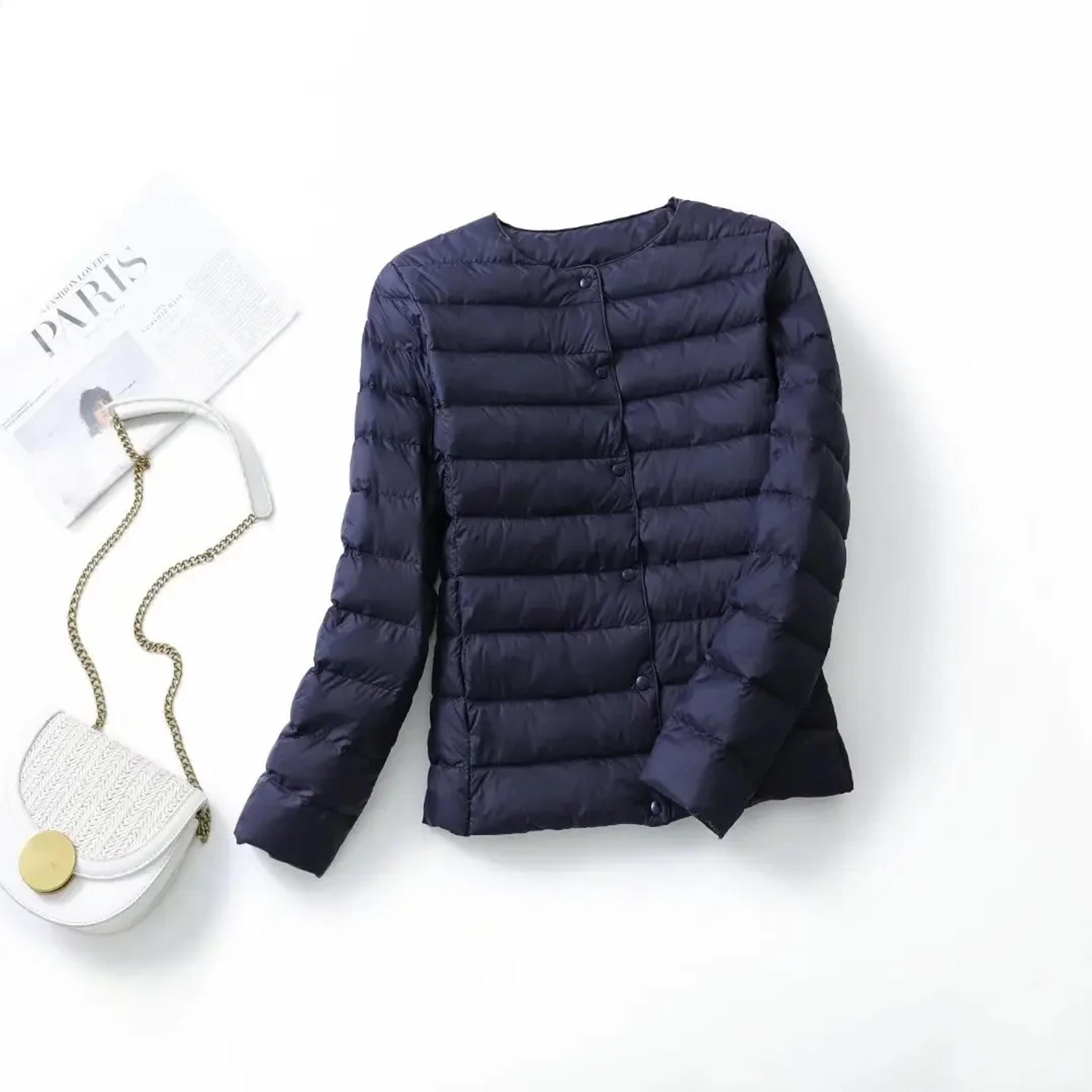 Ultra Lightweight Puffer Jacket For Women Slim Fit Packable White Duck Down Coat 18