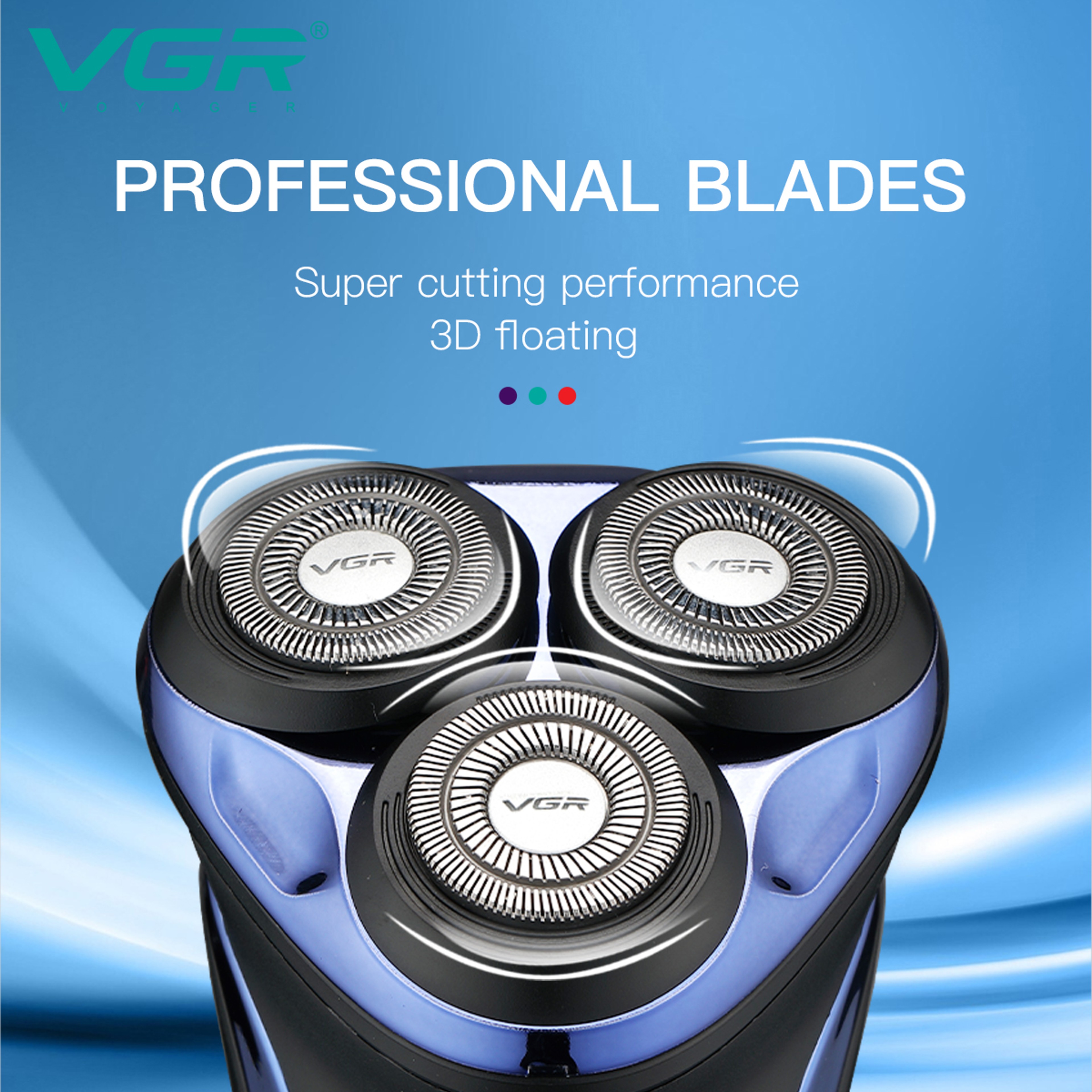 Rechargeable Waterproof Electric Shaver with Rotary Heads, LED Display & Pop Up Trimmer – view 4