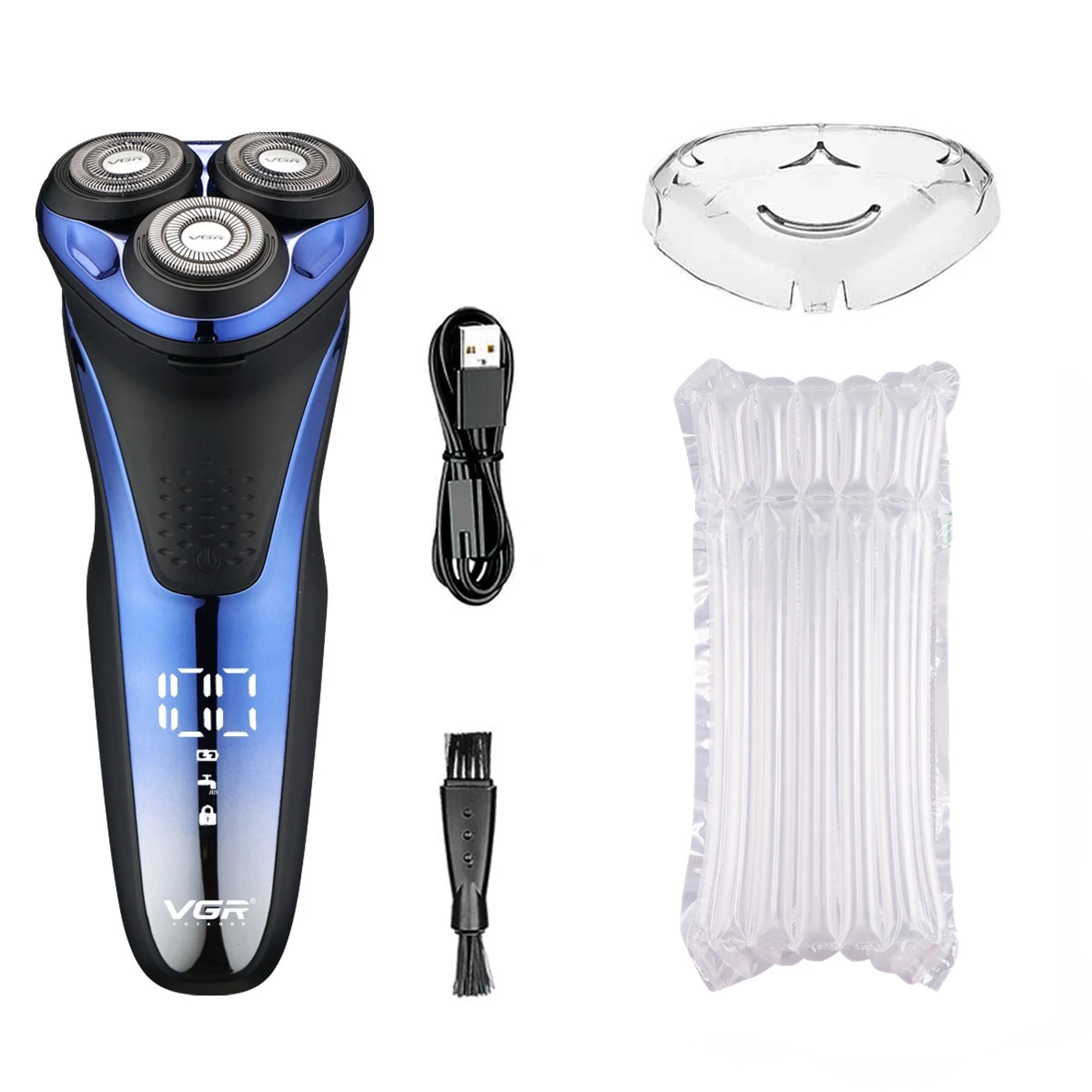 Rechargeable Waterproof Electric Shaver with Rotary Heads, LED Display & Pop Up Trimmer – view 7